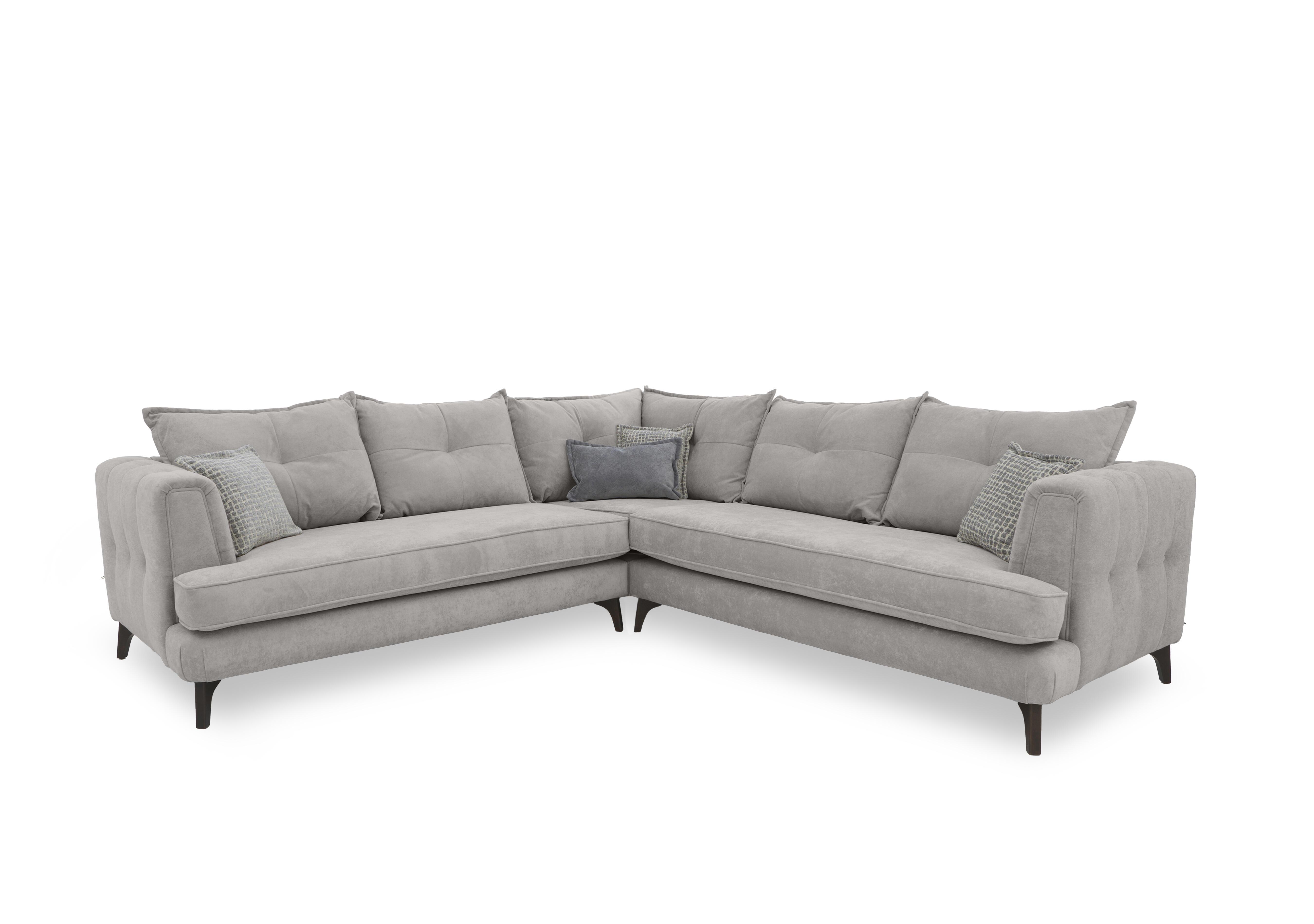 Farrah Large Classic Back Corner Sofa in Riga Silver - Zena Silver Dw on Furniture Village