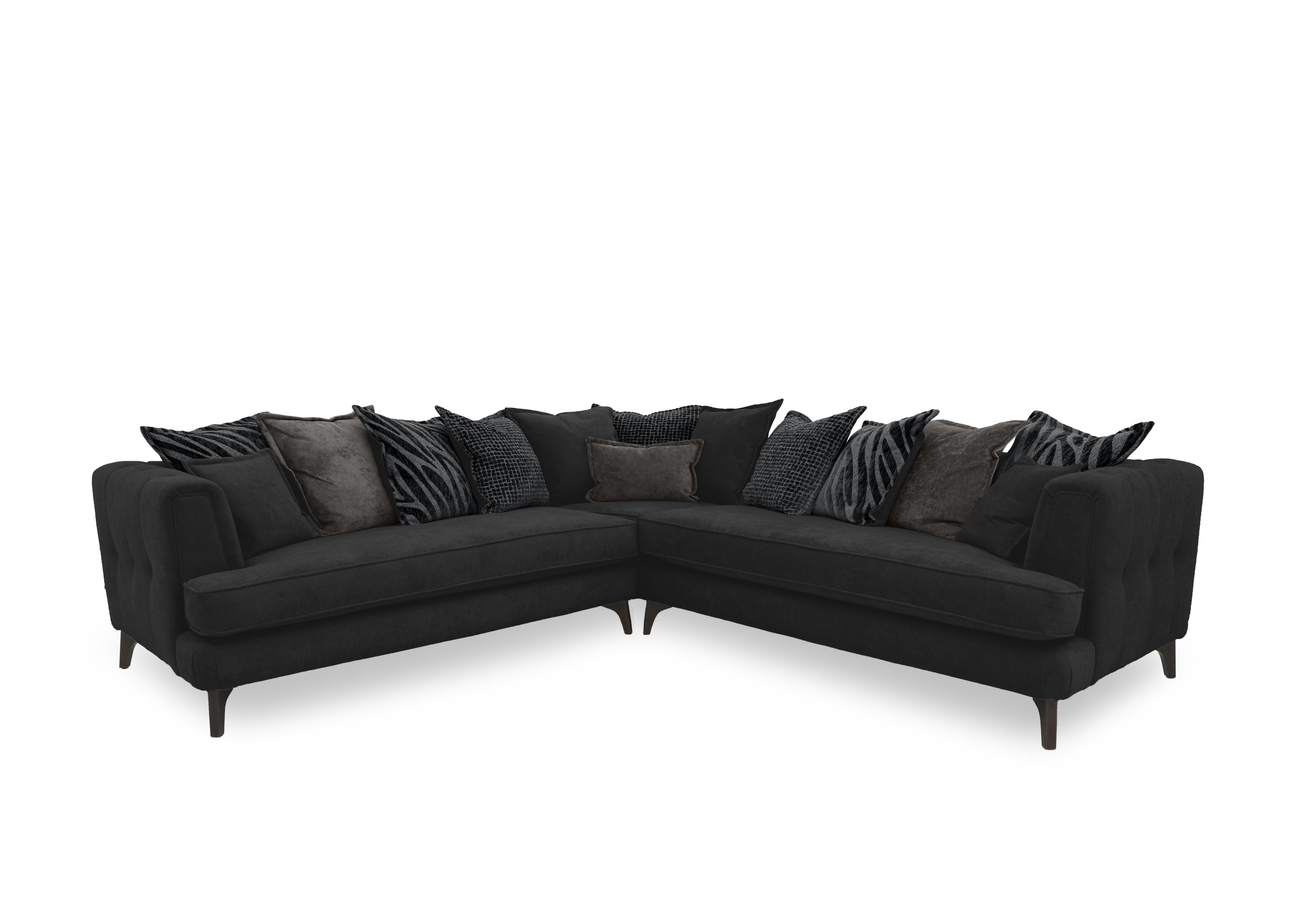 Farrah Large Scatter Back Corner Sofa in Riga Black - Zena Black Dw on Furniture Village