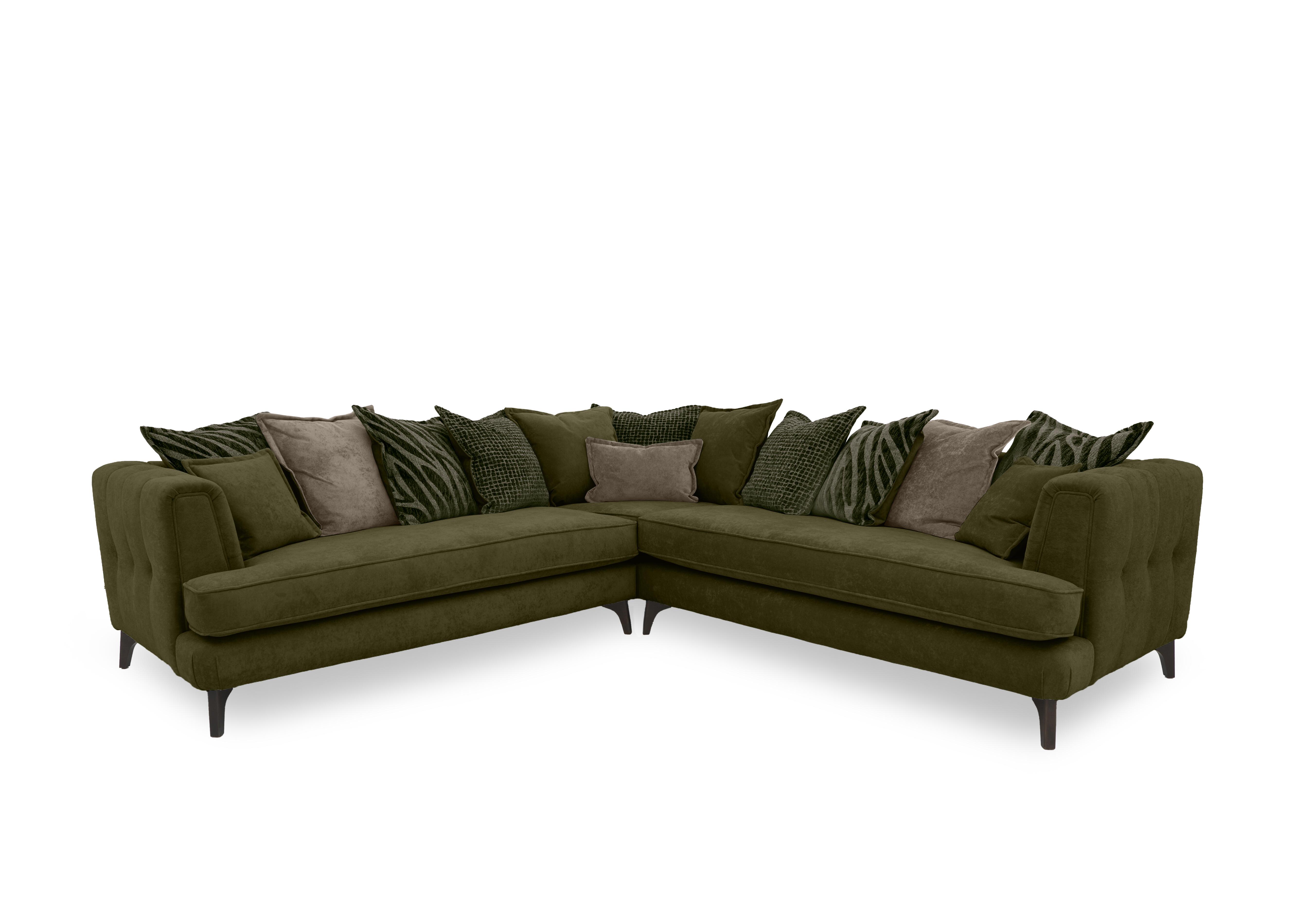 Farrah Large Scatter Back Corner Sofa in Riga Khaki - Zena Green Dw on Furniture Village