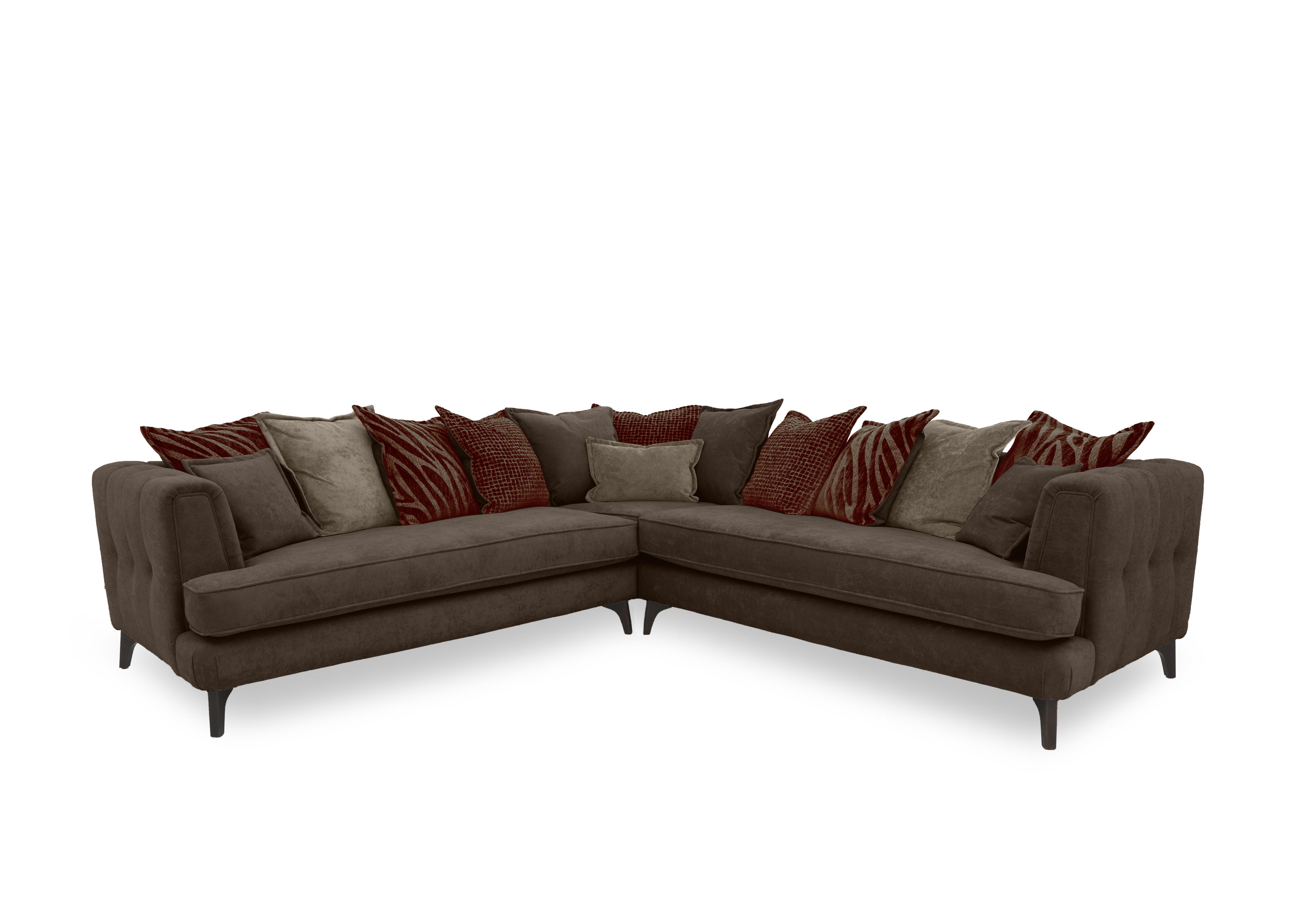 Farrah Large Scatter Back Corner Sofa in Riga Mocha - Zena Terra Dw on Furniture Village