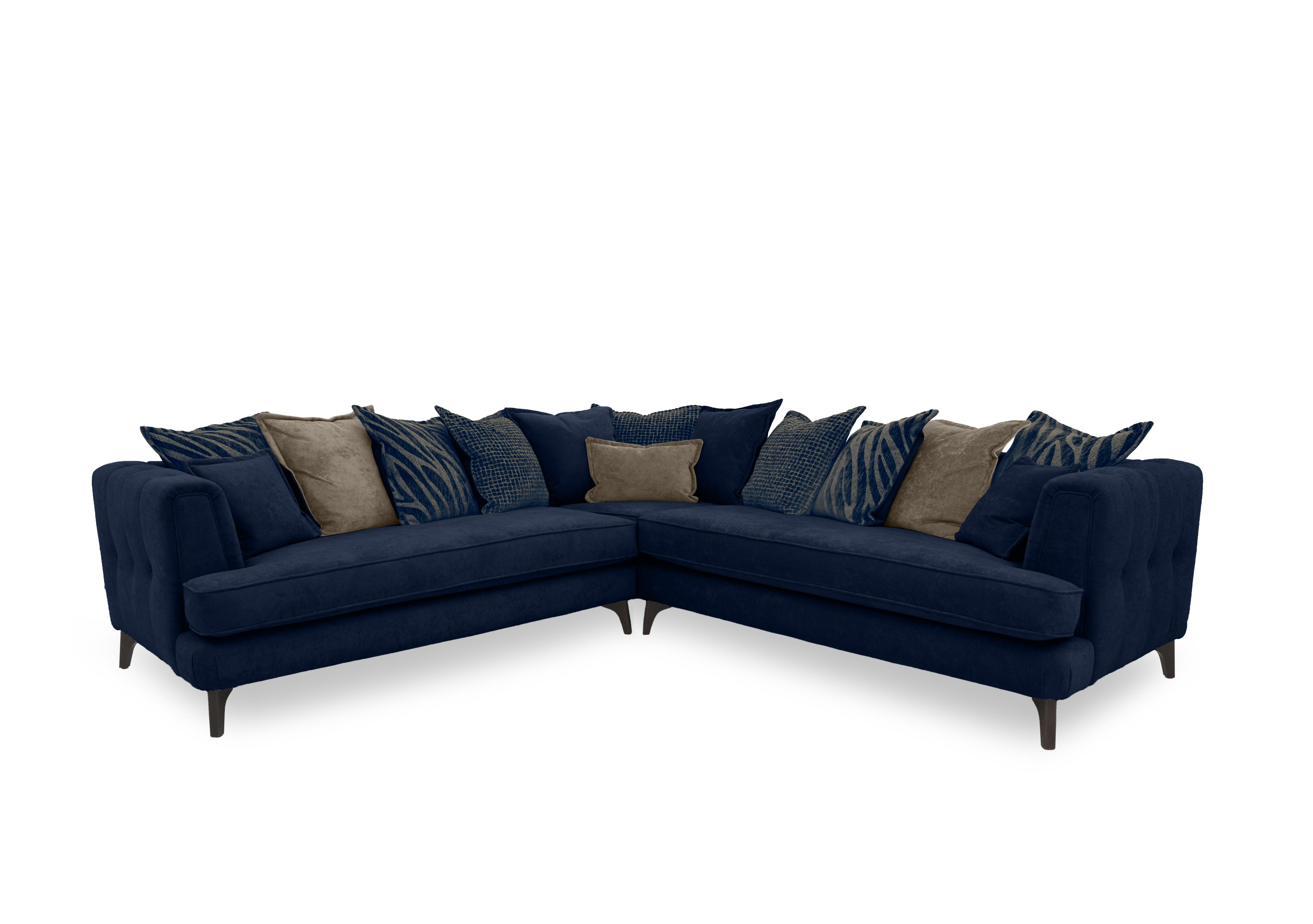 Farrah Large Scatter Back Corner Sofa in Riga Navy - Zena Blue Dw on Furniture Village