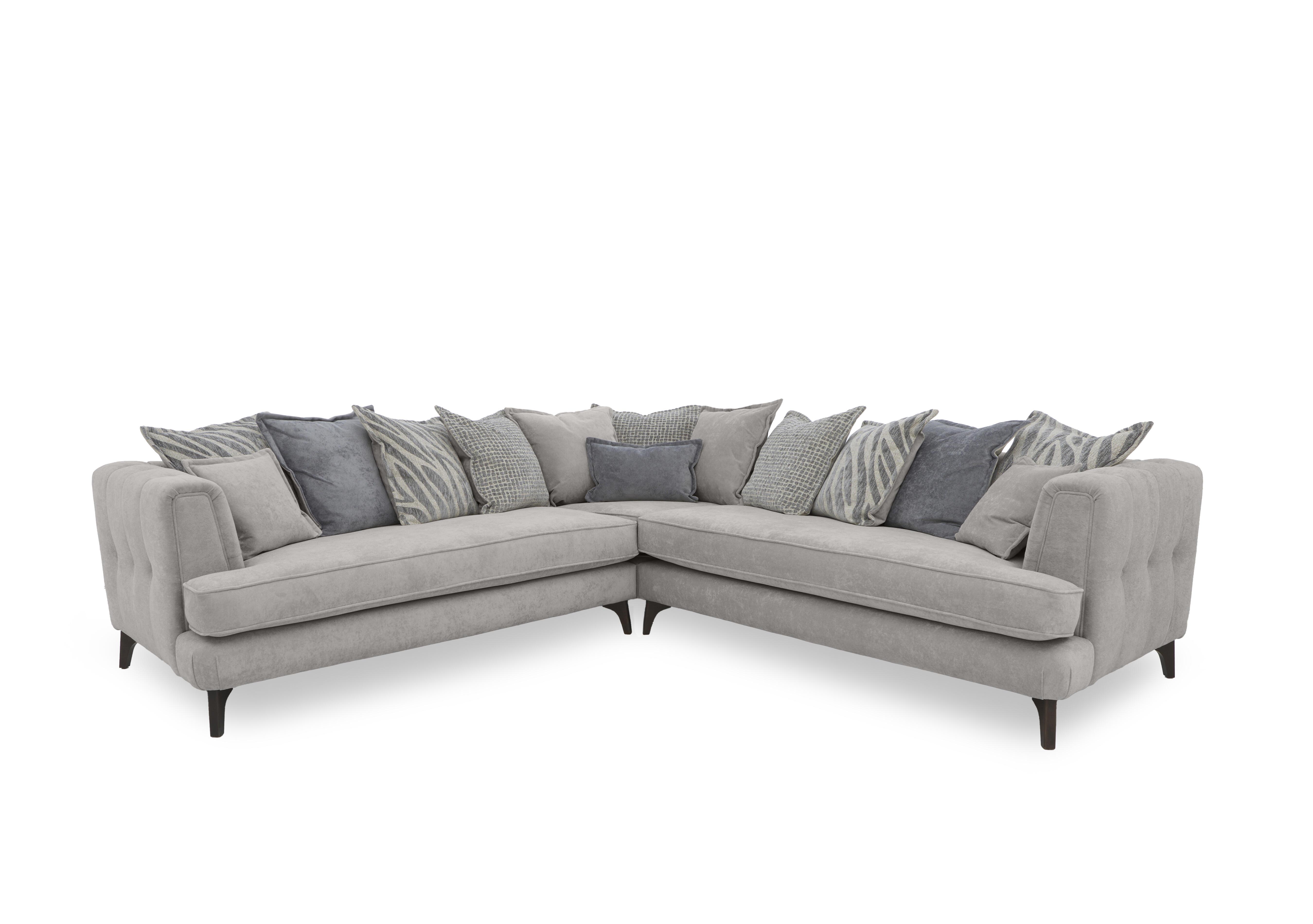Farrah Large Scatter Back Corner Sofa in Riga Silver - Zena Silver Dw on Furniture Village