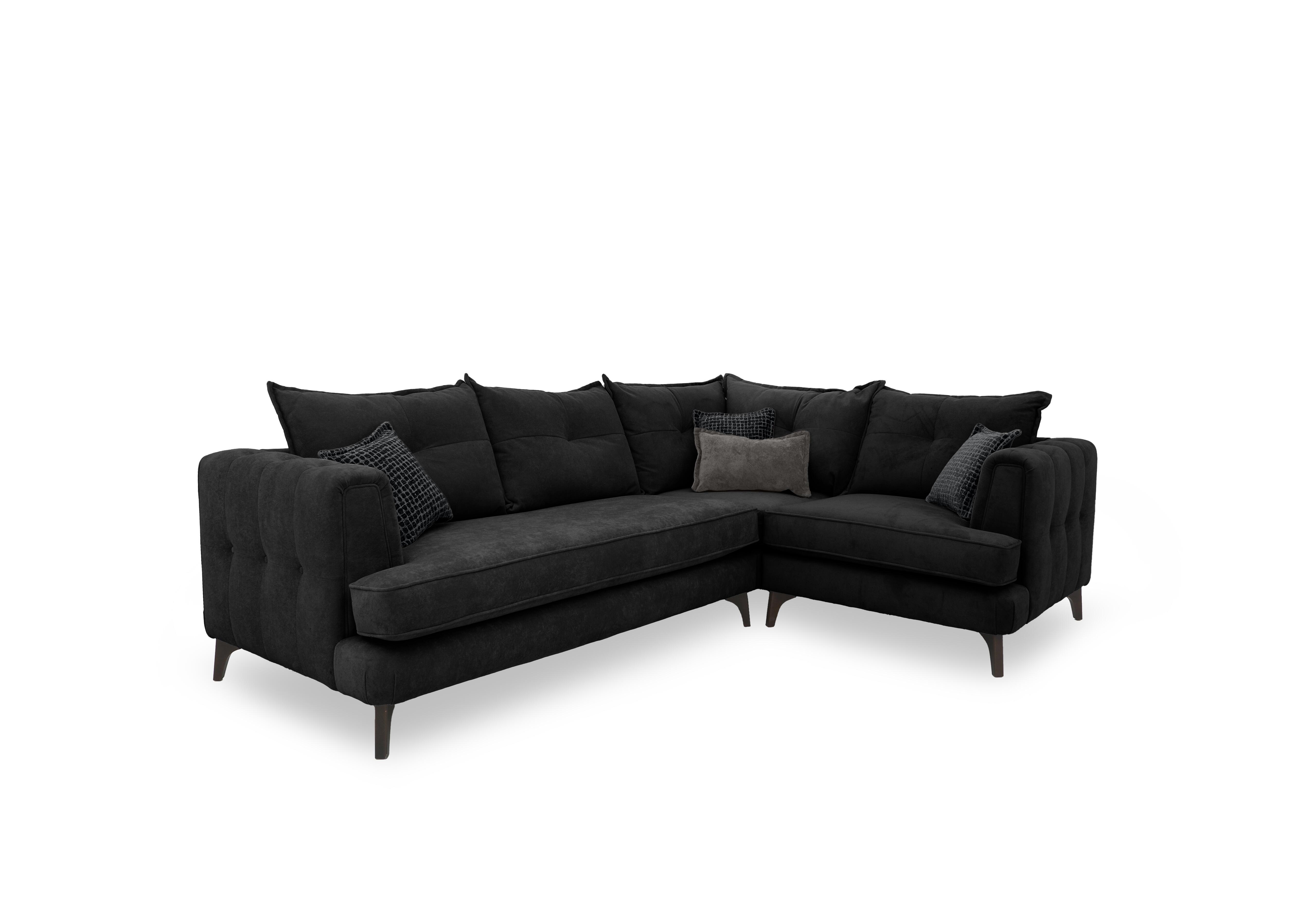 Farrah Classic Back Corner Sofa in Riga Black - Zena Black Dw on Furniture Village
