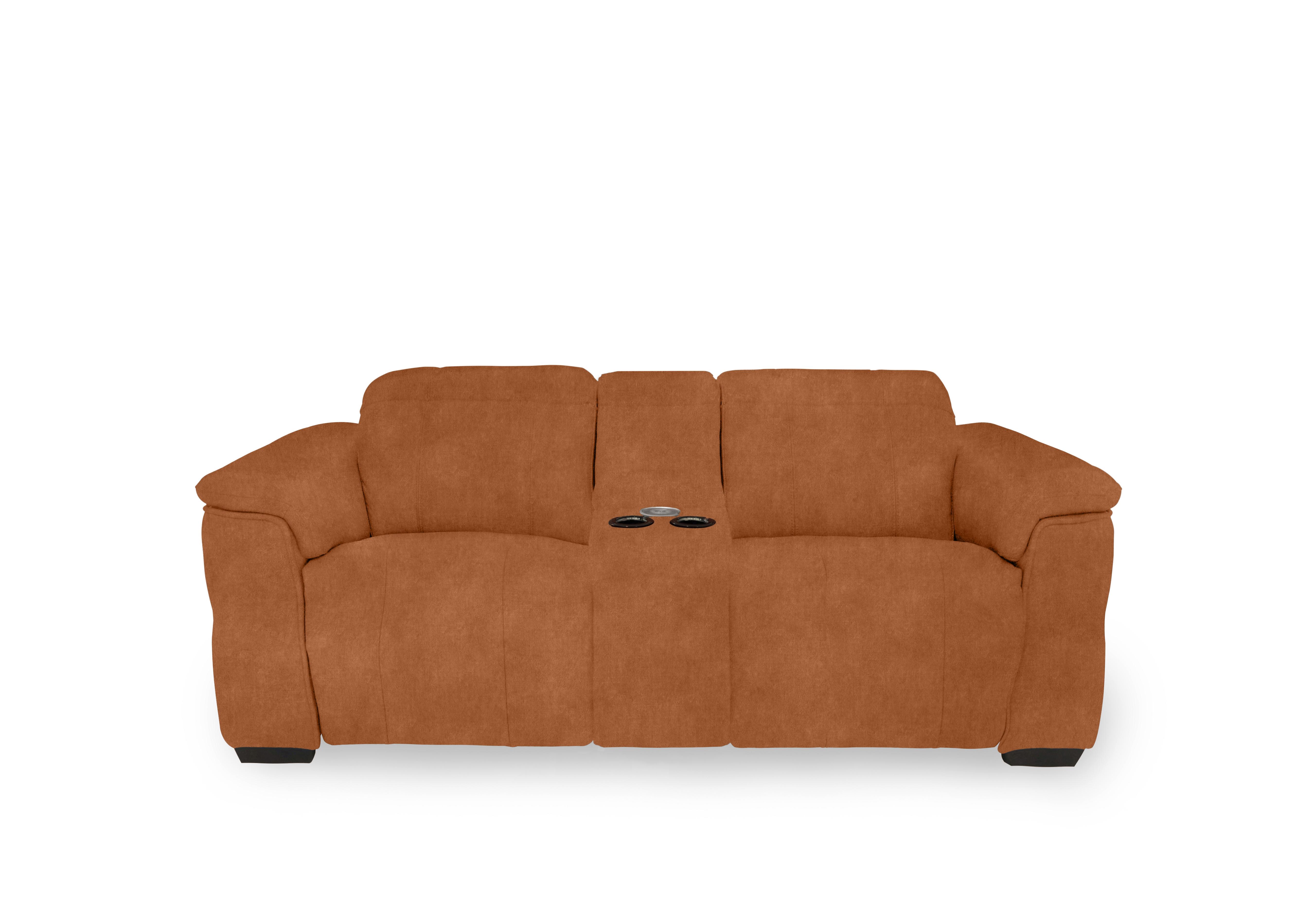 Inca Fabric 2 Seater Power Recliner Sofa with Pop Up Light Console and Power Headrests in Dexter Pumpkin 43509 on Furniture Village