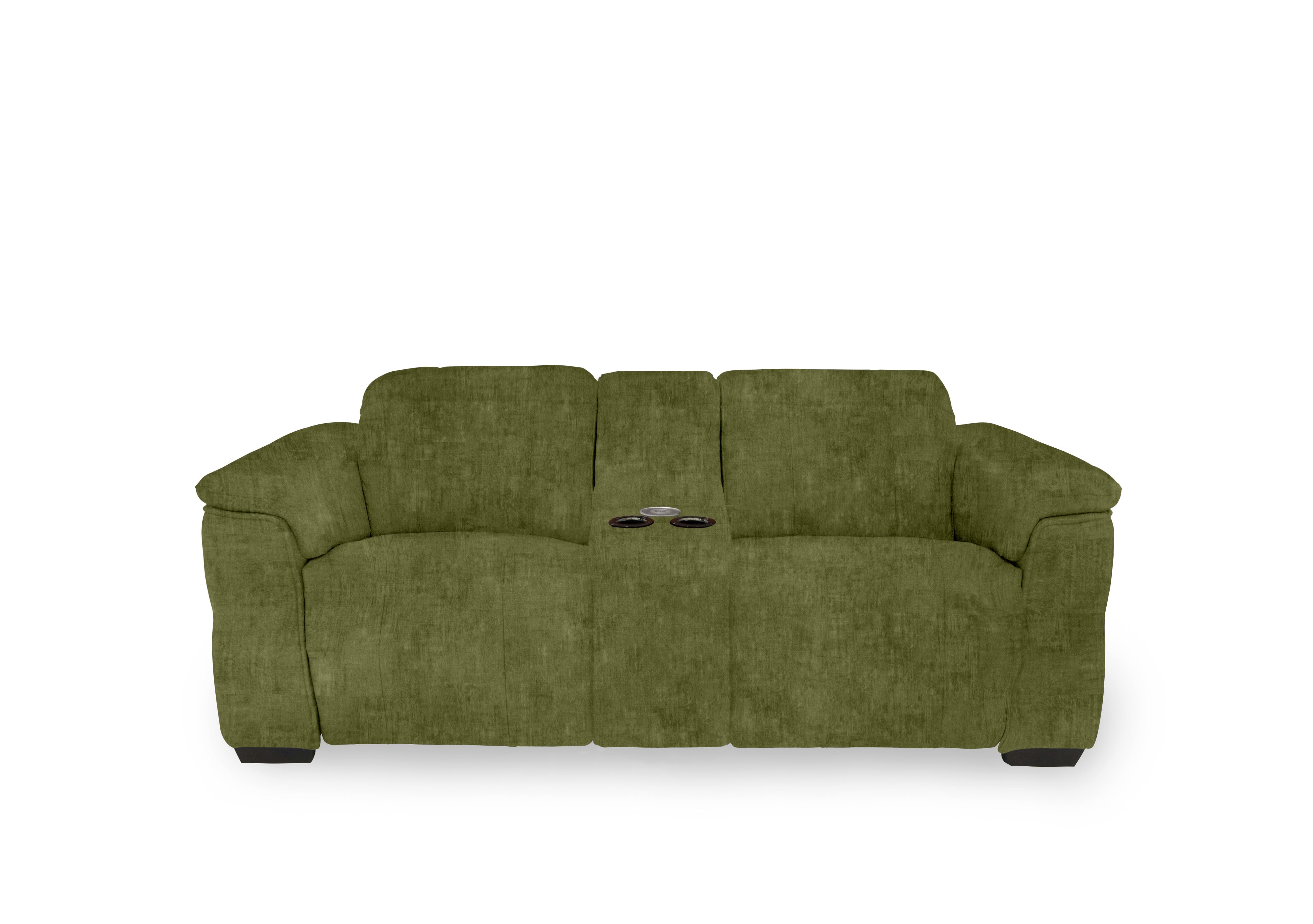 Inca Fabric 2 Seater Power Recliner Sofa with Pop Up Light Console and Power Headrests in Heritage Olive 52003 on Furniture Village