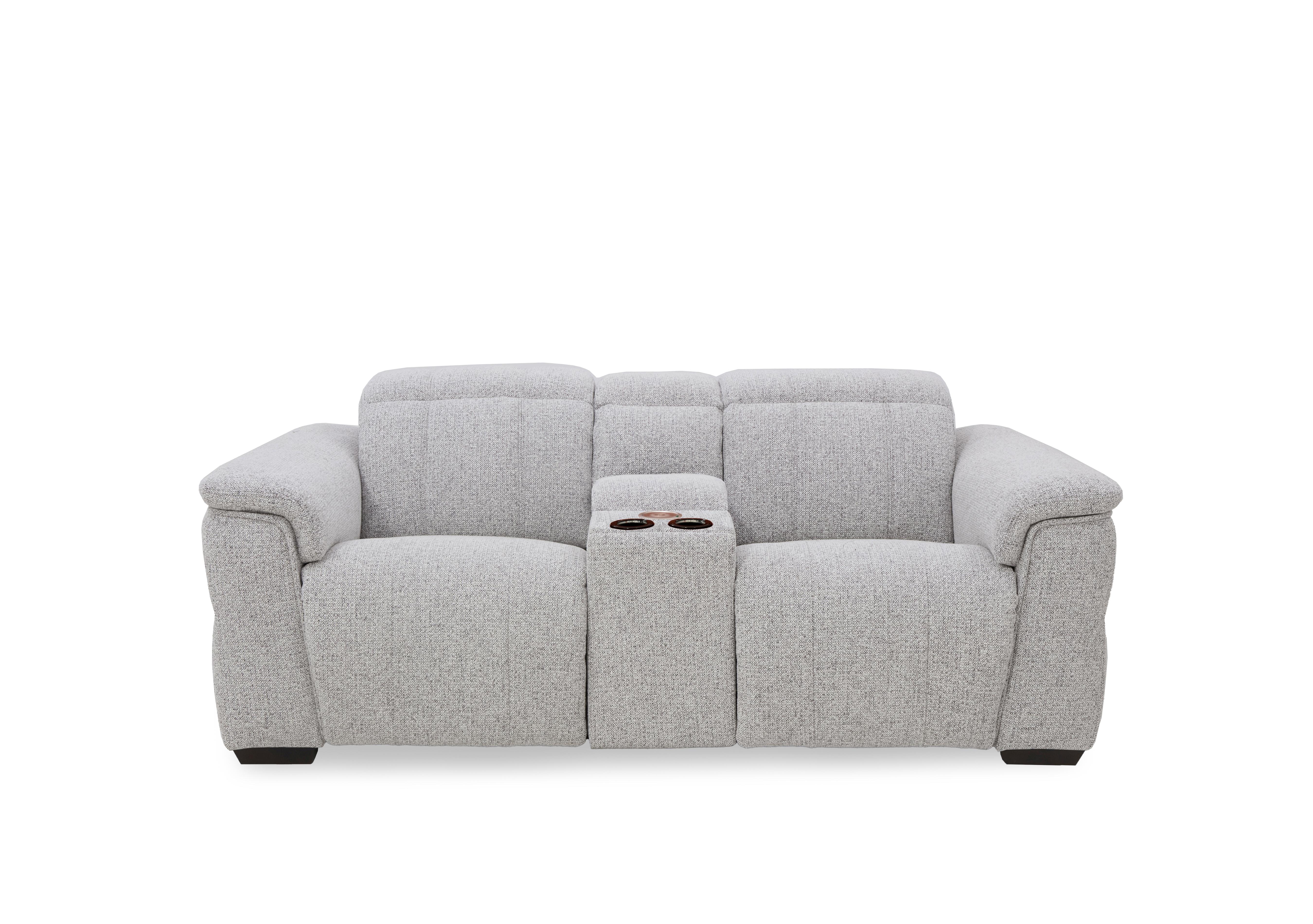 Inca Fabric 2 Seater Power Recliner Sofa with Pop Up Light Console and Power Headrests in Manhattan Stone 58004 on Furniture Village