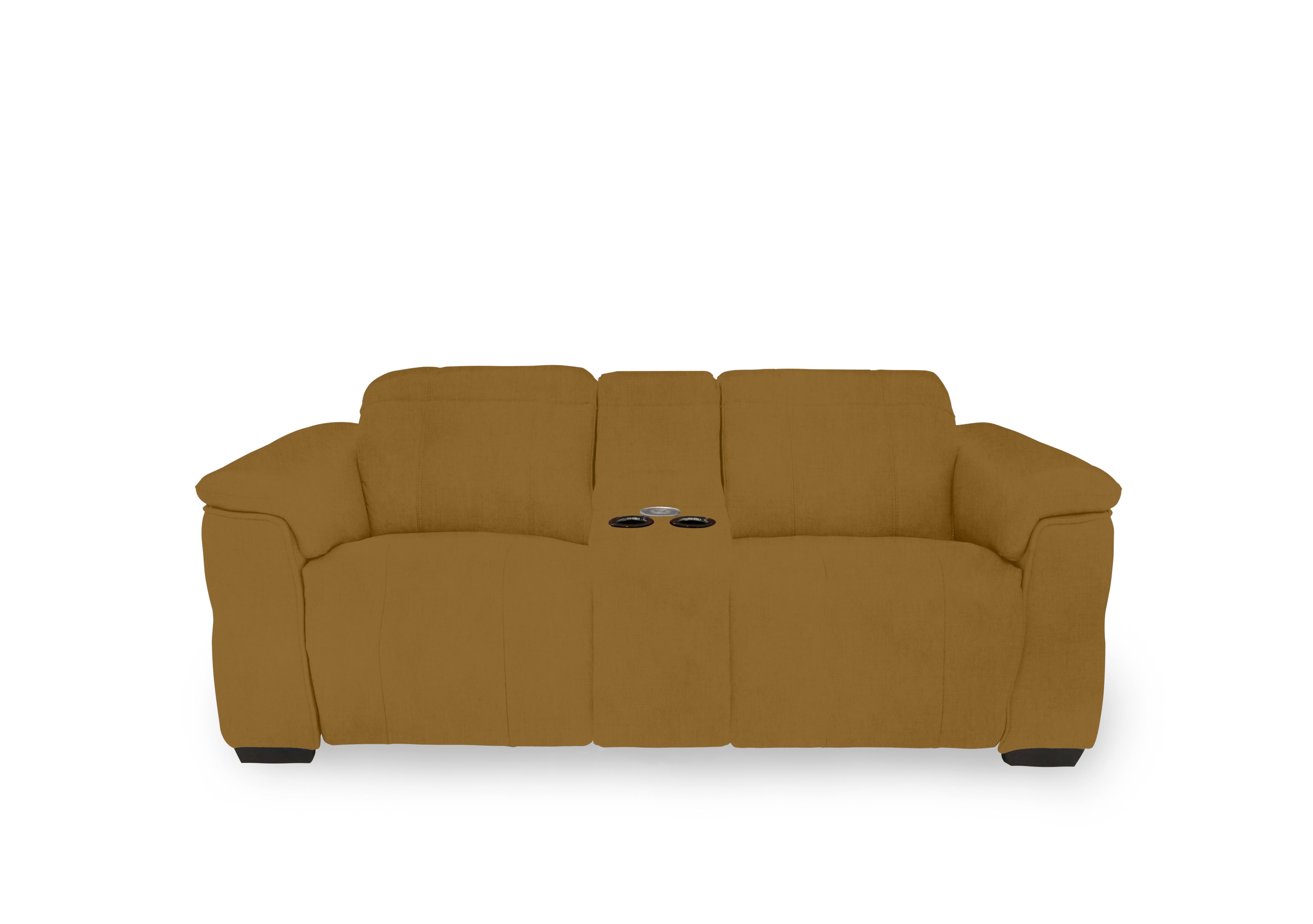 Inca Fabric 2 Seater Power Recliner Sofa with Pop Up Light Console and Power Headrests in Opulence Saffron 51009 on Furniture Village