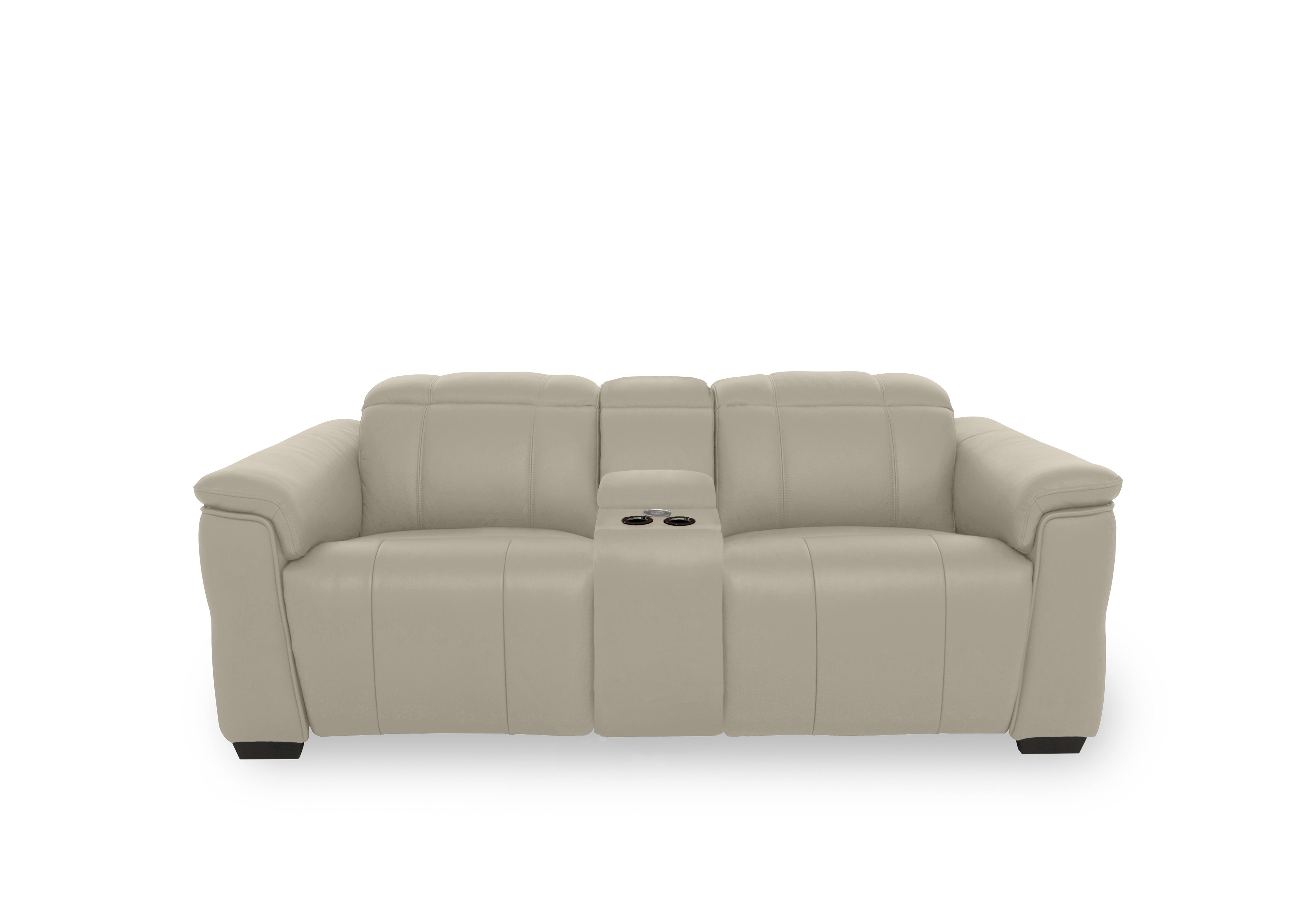 Inca Leather 2 Seater Power Recliner Sofa with Pop Up Light Console and Power Headrests in Cat-40/08 Oyster on Furniture Village