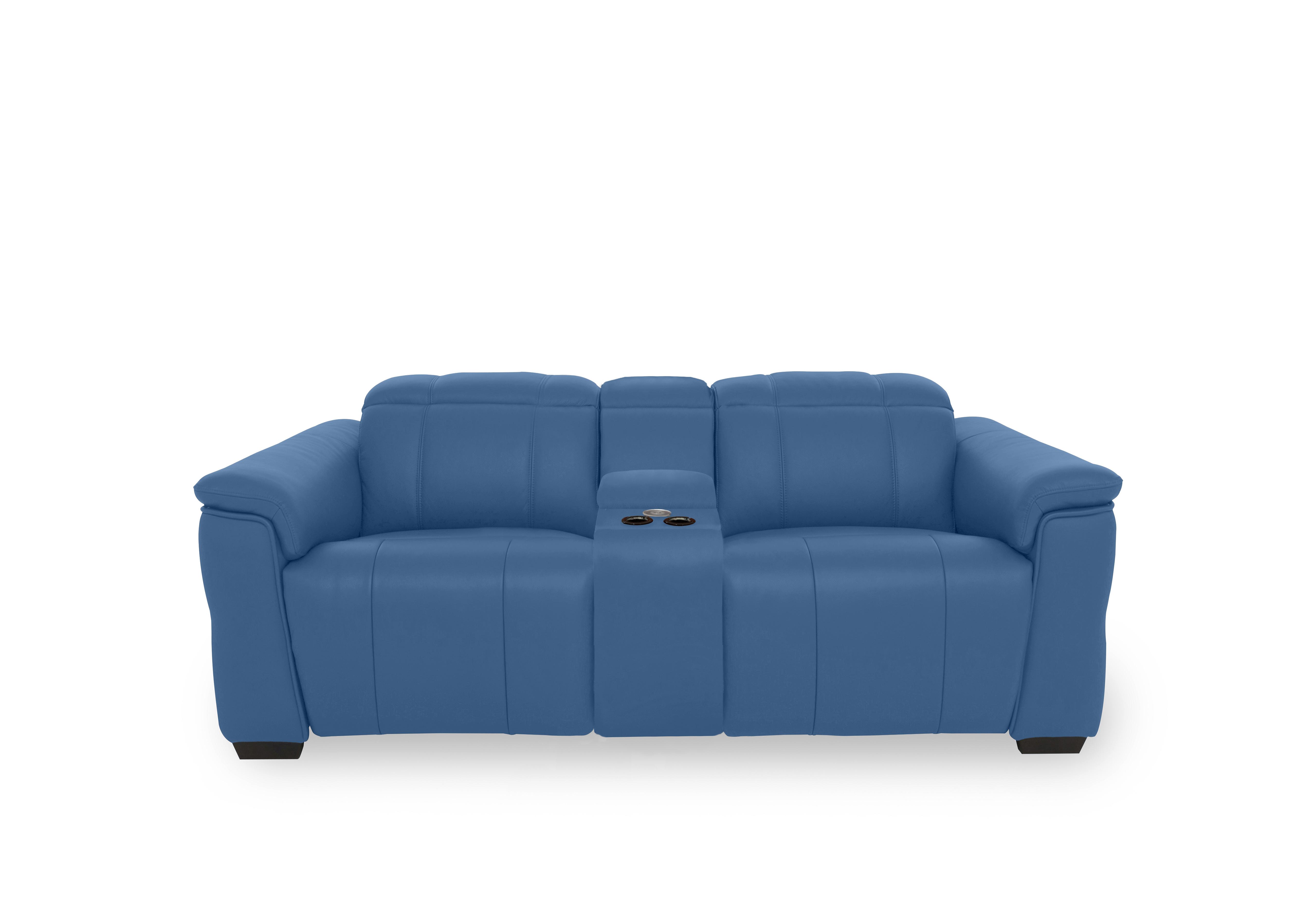 Inca Leather 2 Seater Power Recliner Sofa with Pop Up Light Console and Power Headrests in Cat-40/12 Aegean on Furniture Village
