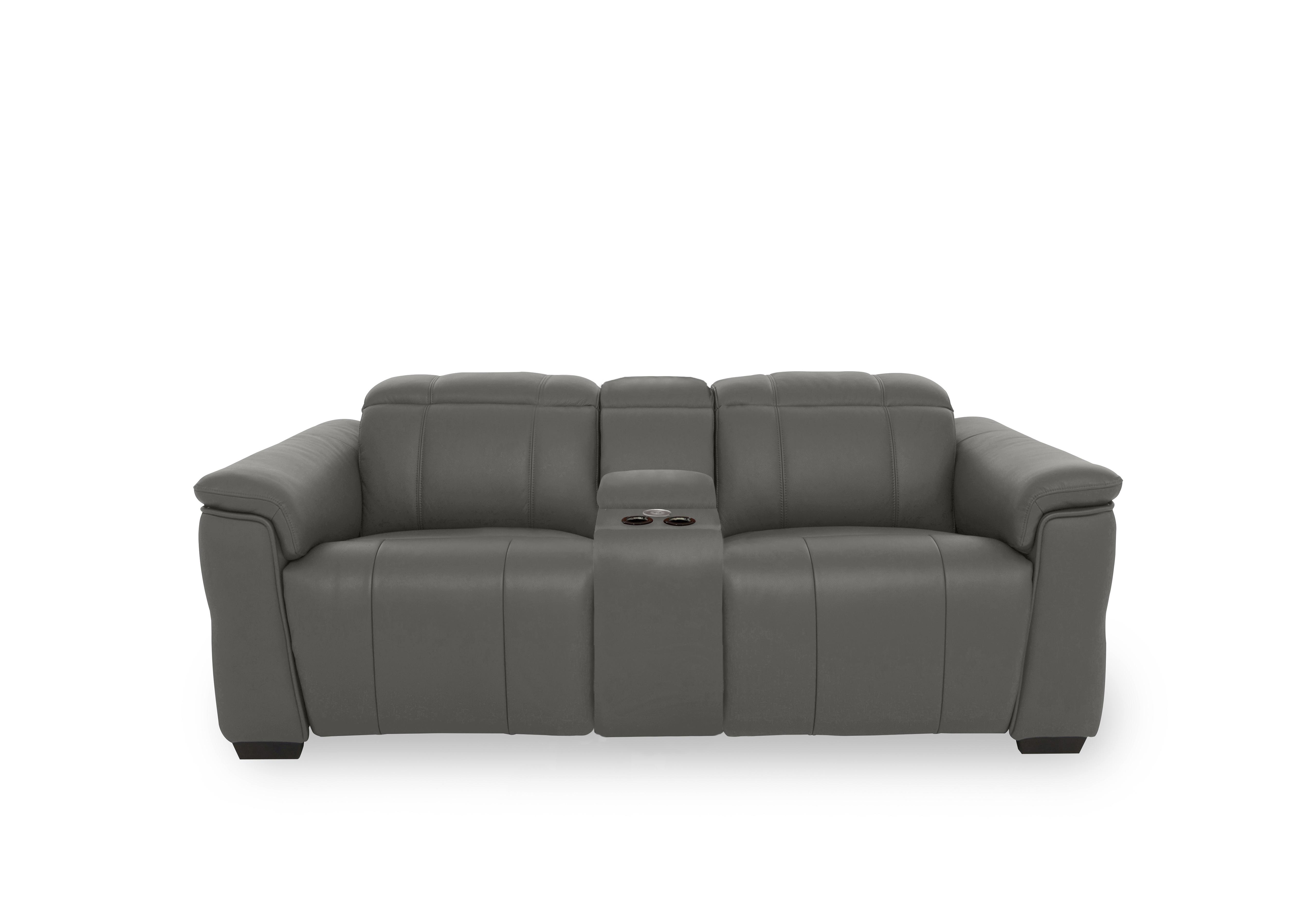 Inca Leather 2 Seater Power Recliner Sofa with Pop Up Light Console and Power Headrests in Cat-40/15 Elephant on Furniture Village