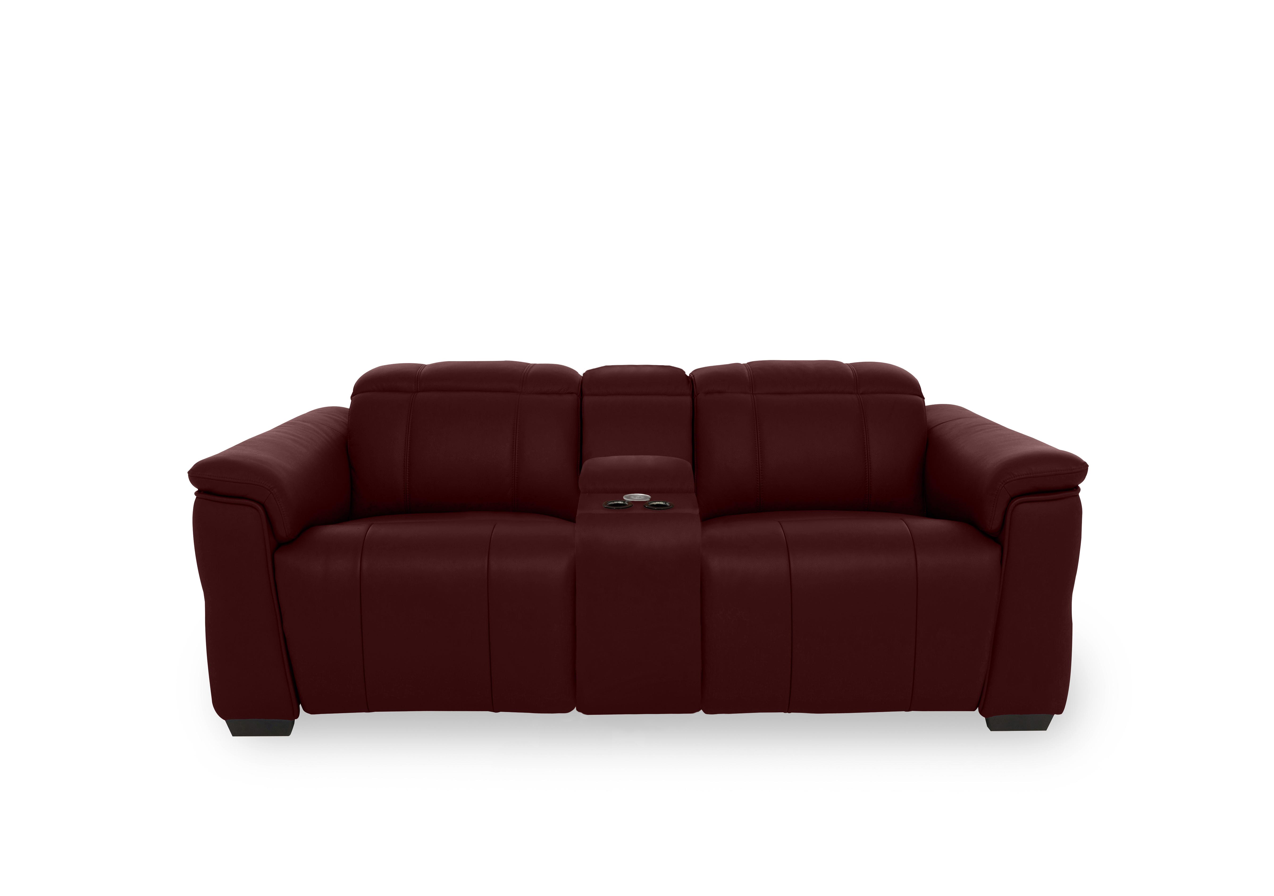 Inca Leather 2 Seater Power Recliner Sofa with Pop Up Light Console and Power Headrests in Cat-60/15 Ruby on Furniture Village