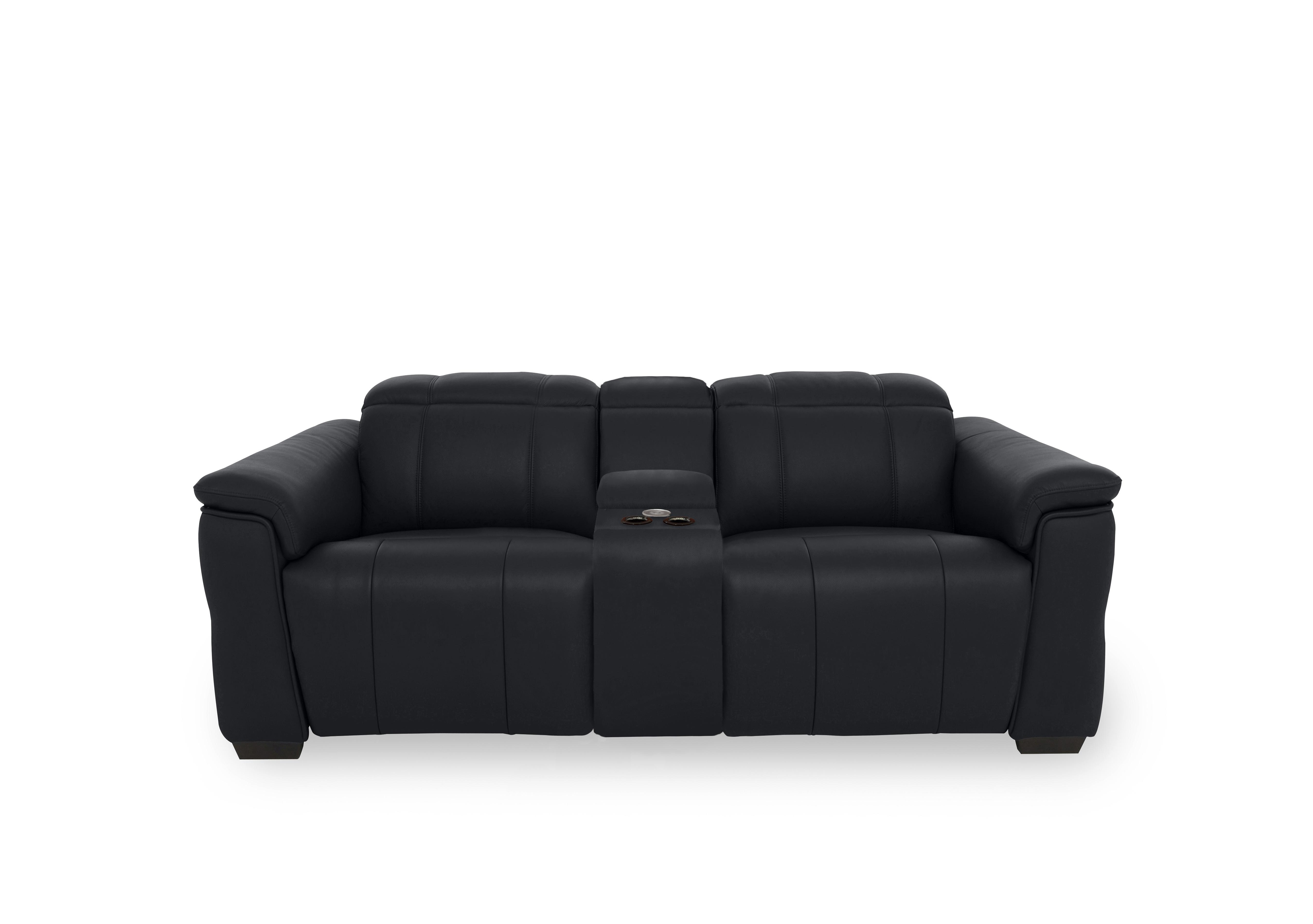 Inca Leather 2 Seater Power Recliner Sofa with Pop Up Light Console and Power Headrests in Cat-60/18 Lavender Grey on Furniture Village