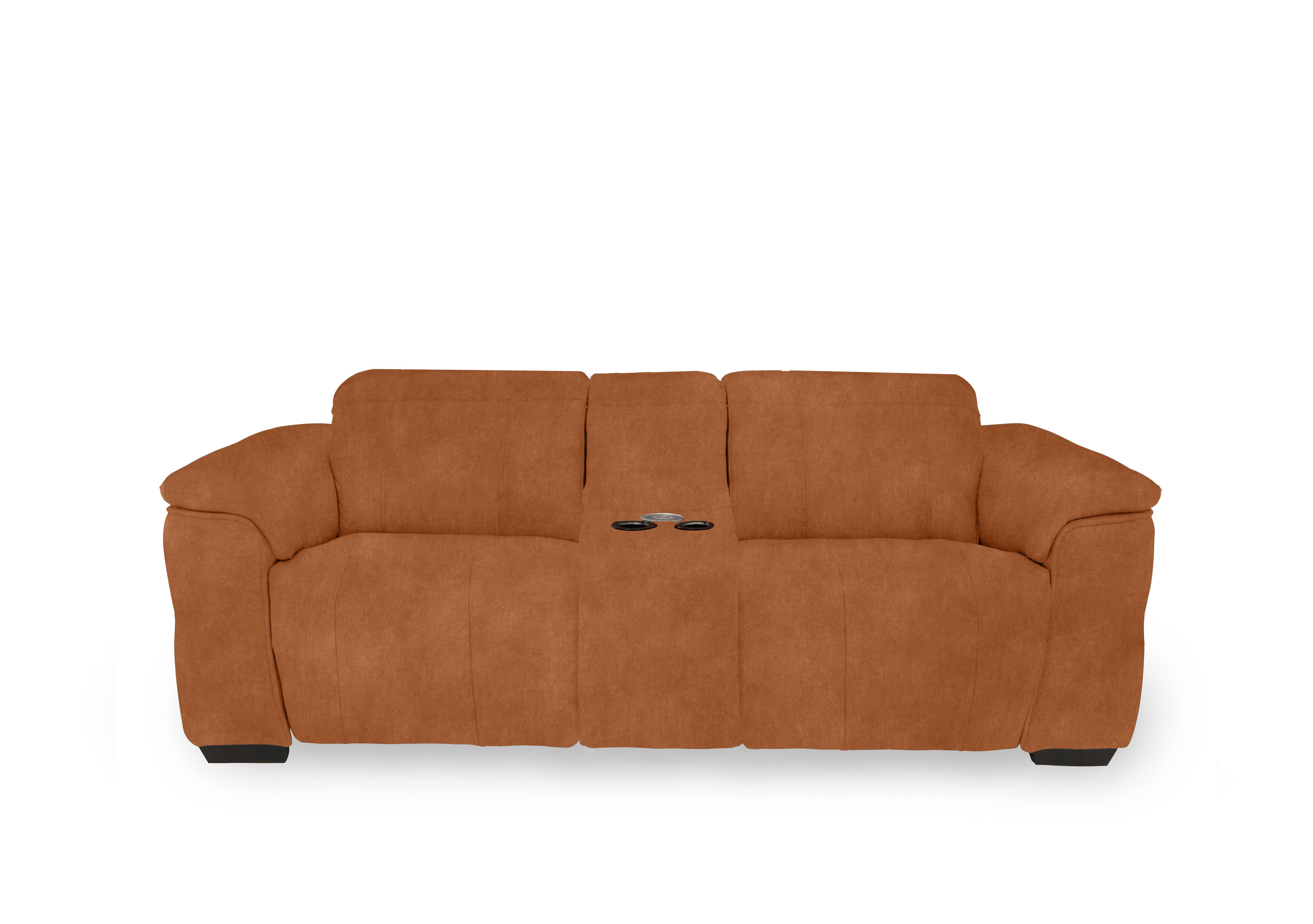 Inca Fabric 3 Seater Power Recliner Sofa with Pop Up Light Console and Power Headrests in Dexter Pumpkin 43509 on Furniture Village