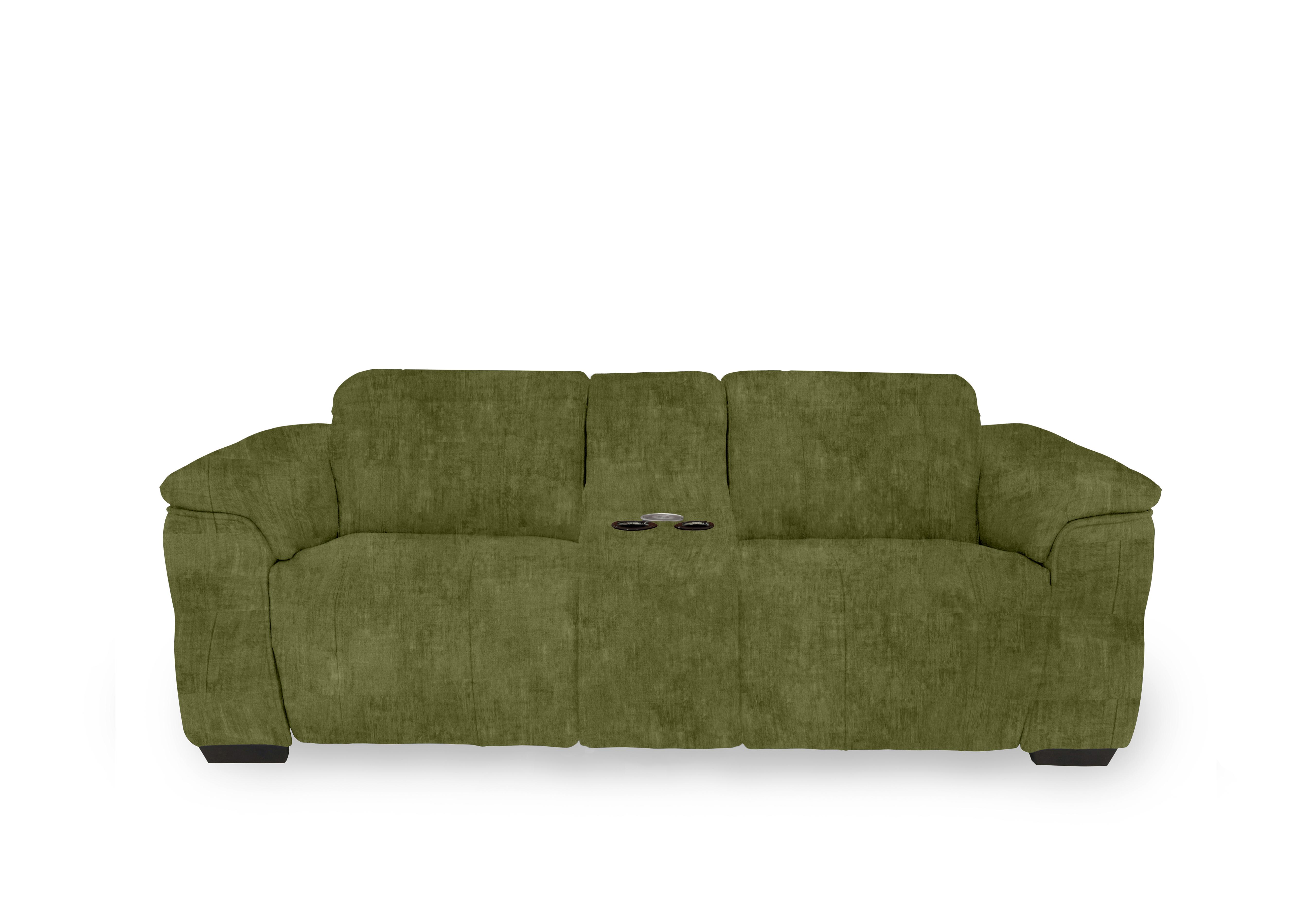 Inca Fabric 3 Seater Power Recliner Sofa with Pop Up Light Console and Power Headrests in Heritage Olive 52003 on Furniture Village
