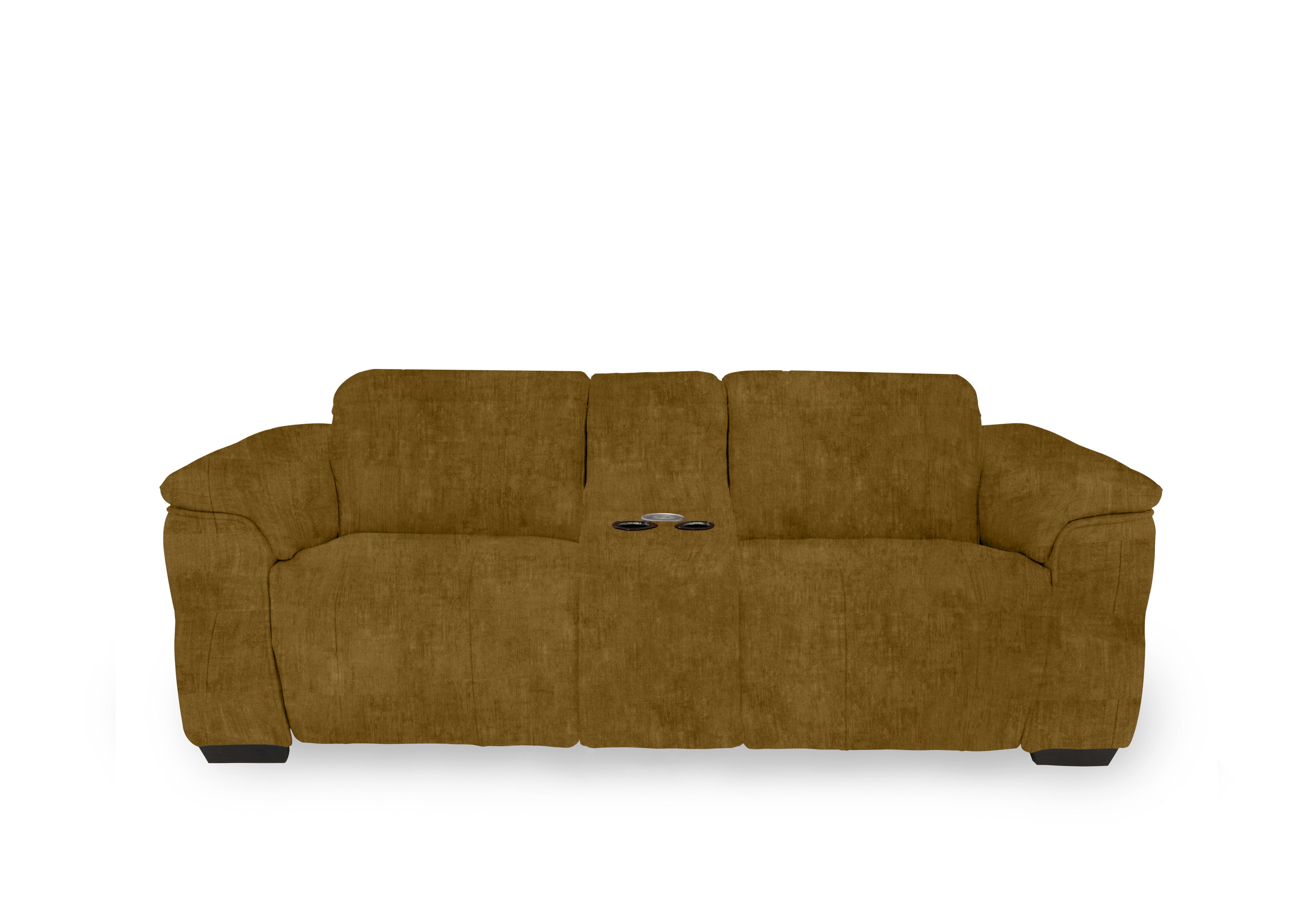 Inca Fabric 3 Seater Power Recliner Sofa with Pop Up Light Console and Power Headrests in Heritage Saffron 52002 on Furniture Village