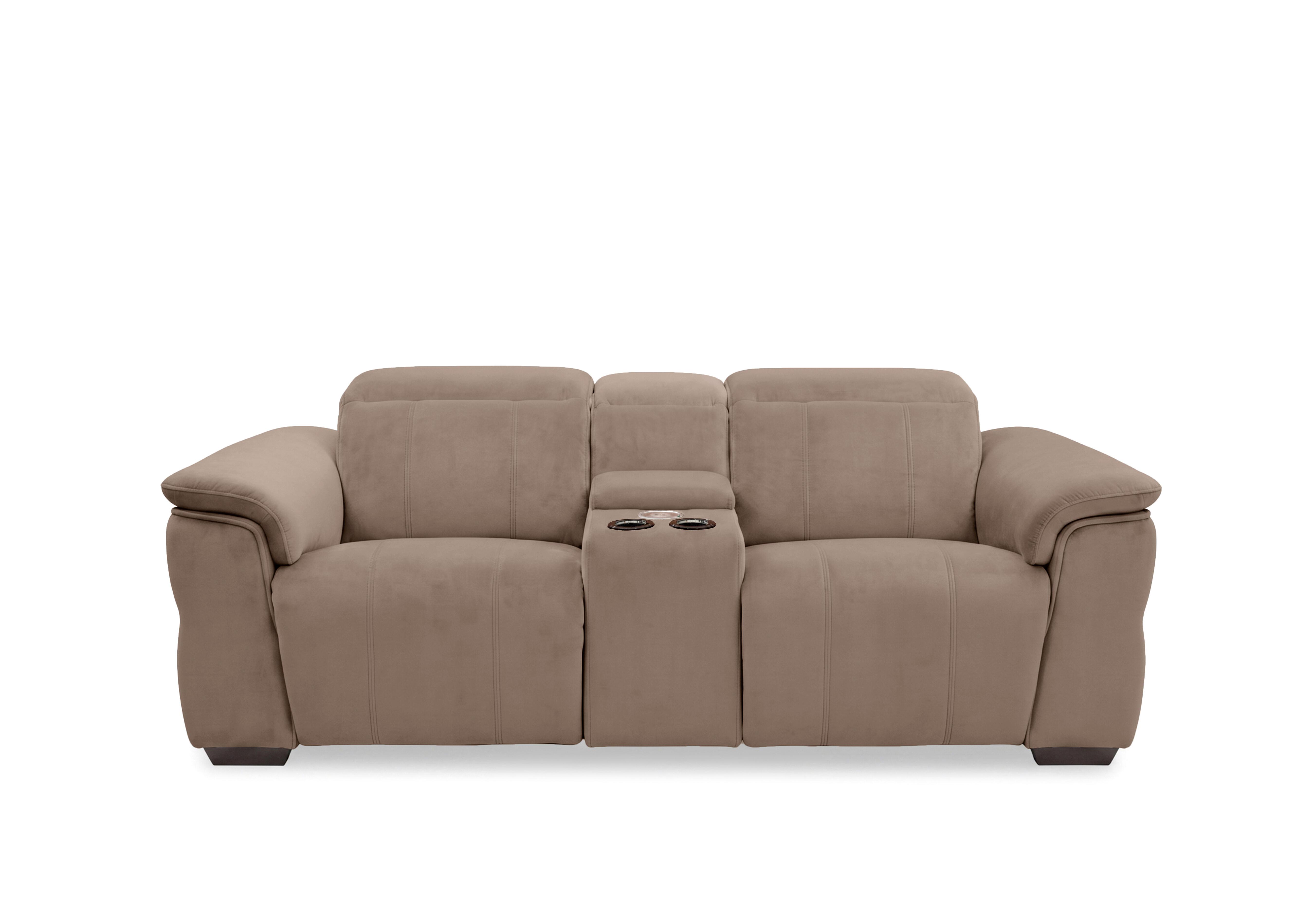 Inca Fabric 3 Seater Power Recliner Sofa with Pop Up Light Console and Power Headrests in Manhattan Nutmeg 58005 on Furniture Village