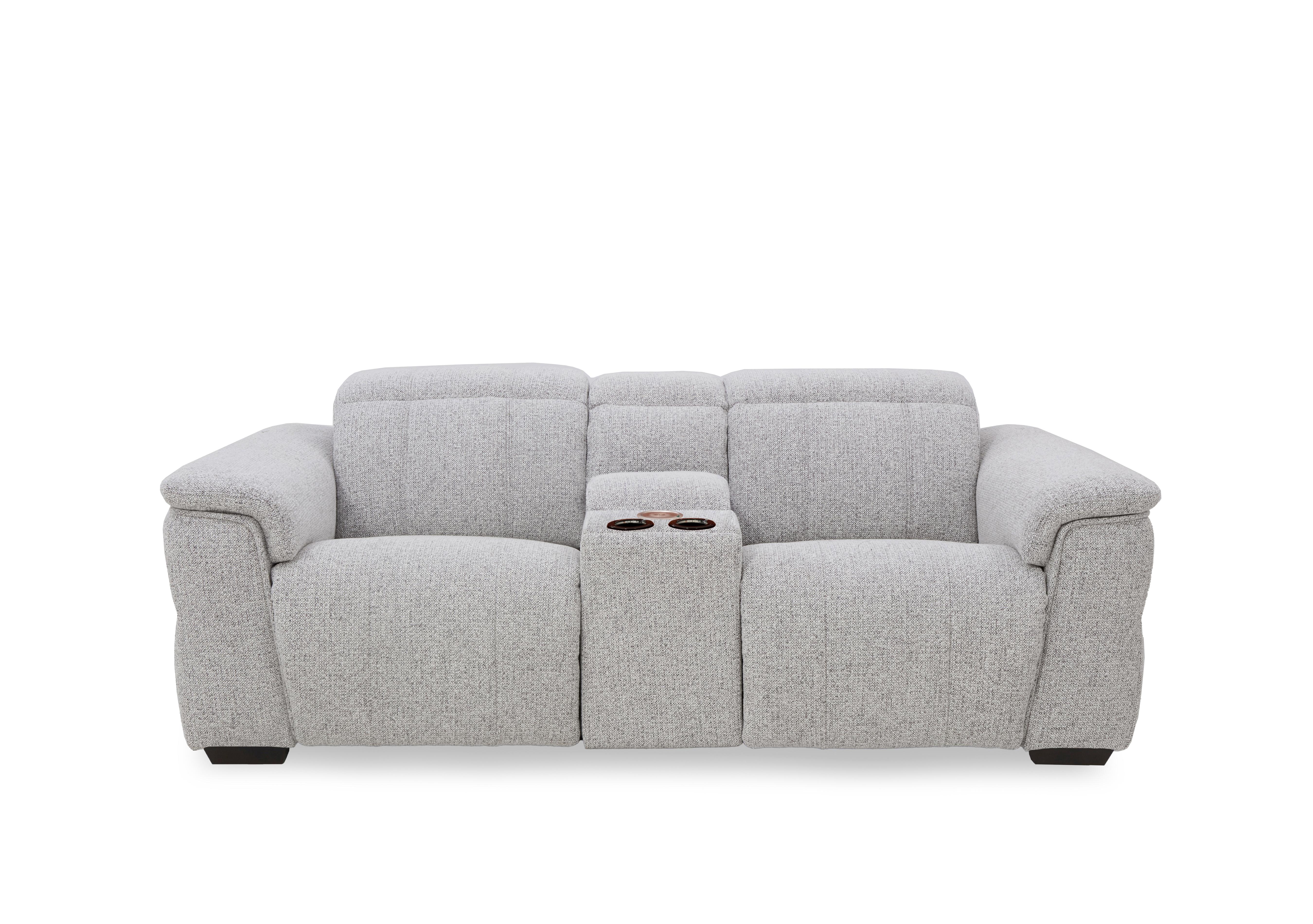 Inca Fabric 3 Seater Power Recliner Sofa with Pop Up Light Console and Power Headrests in Manhattan Stone 58004 on Furniture Village