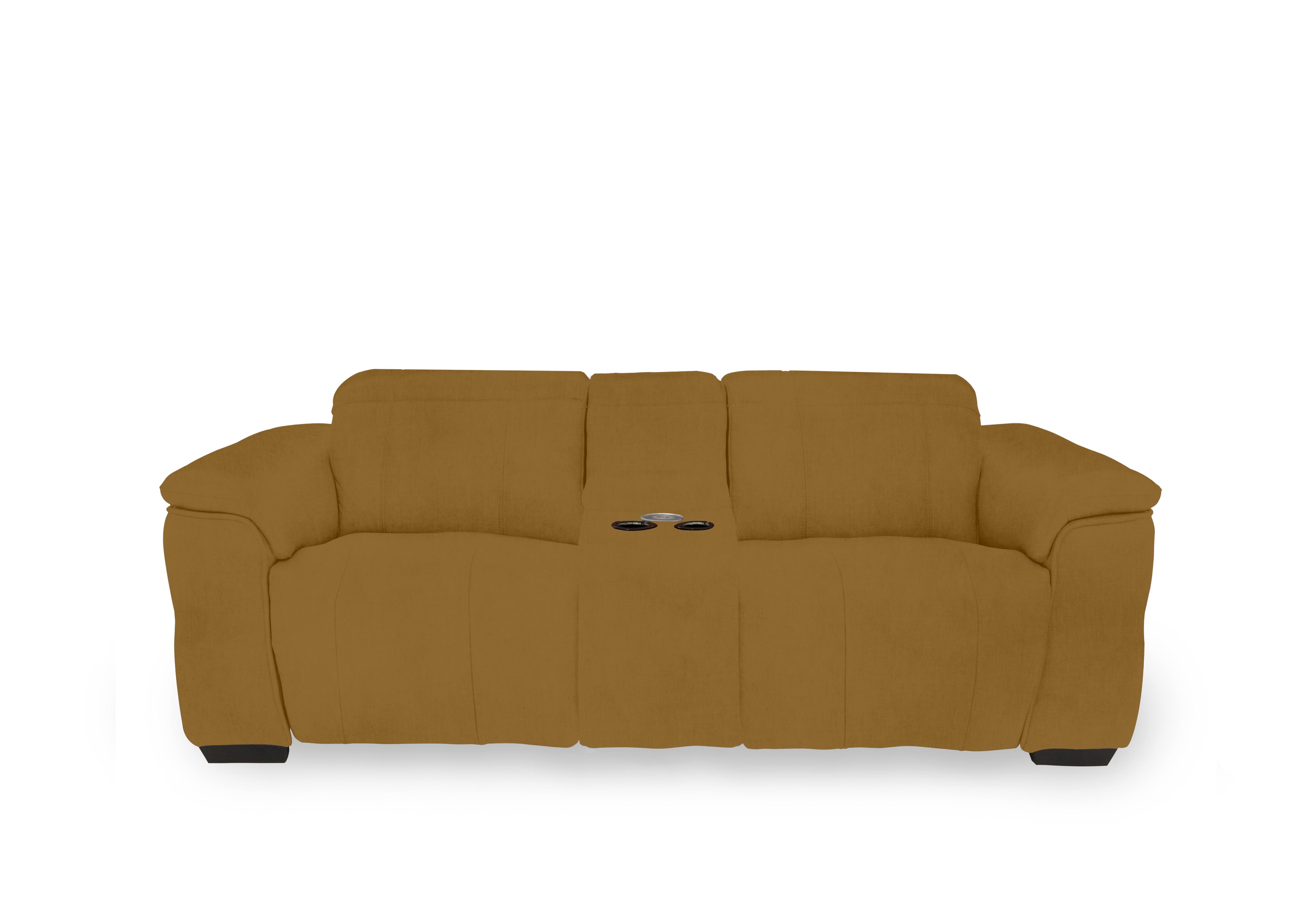 Inca Fabric 3 Seater Power Recliner Sofa with Pop Up Light Console and Power Headrests in Opulence Saffron 51009 on Furniture Village