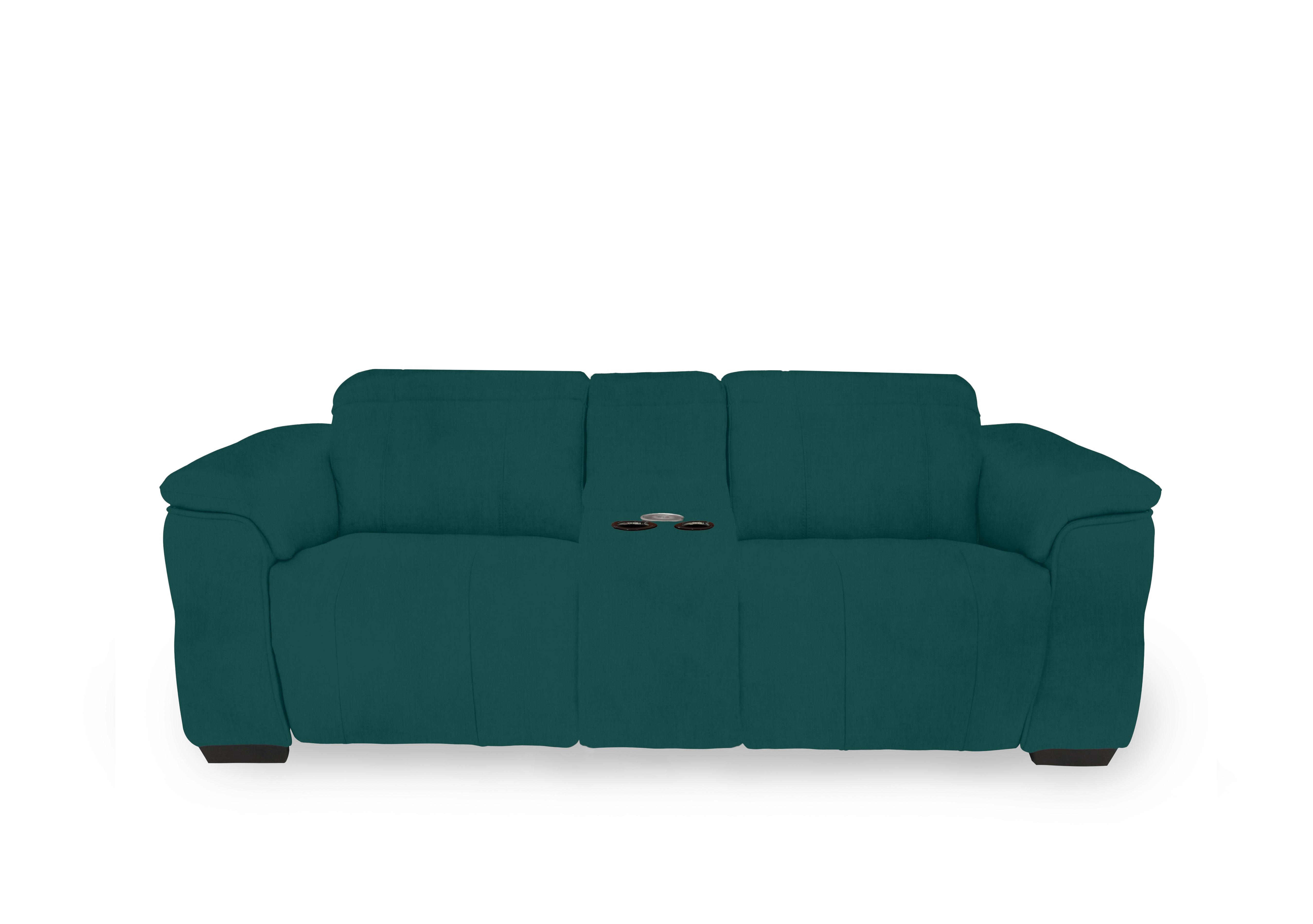 Inca Fabric 3 Seater Power Recliner Sofa with Pop Up Light Console and Power Headrests in Opulence Teal 51003 on Furniture Village