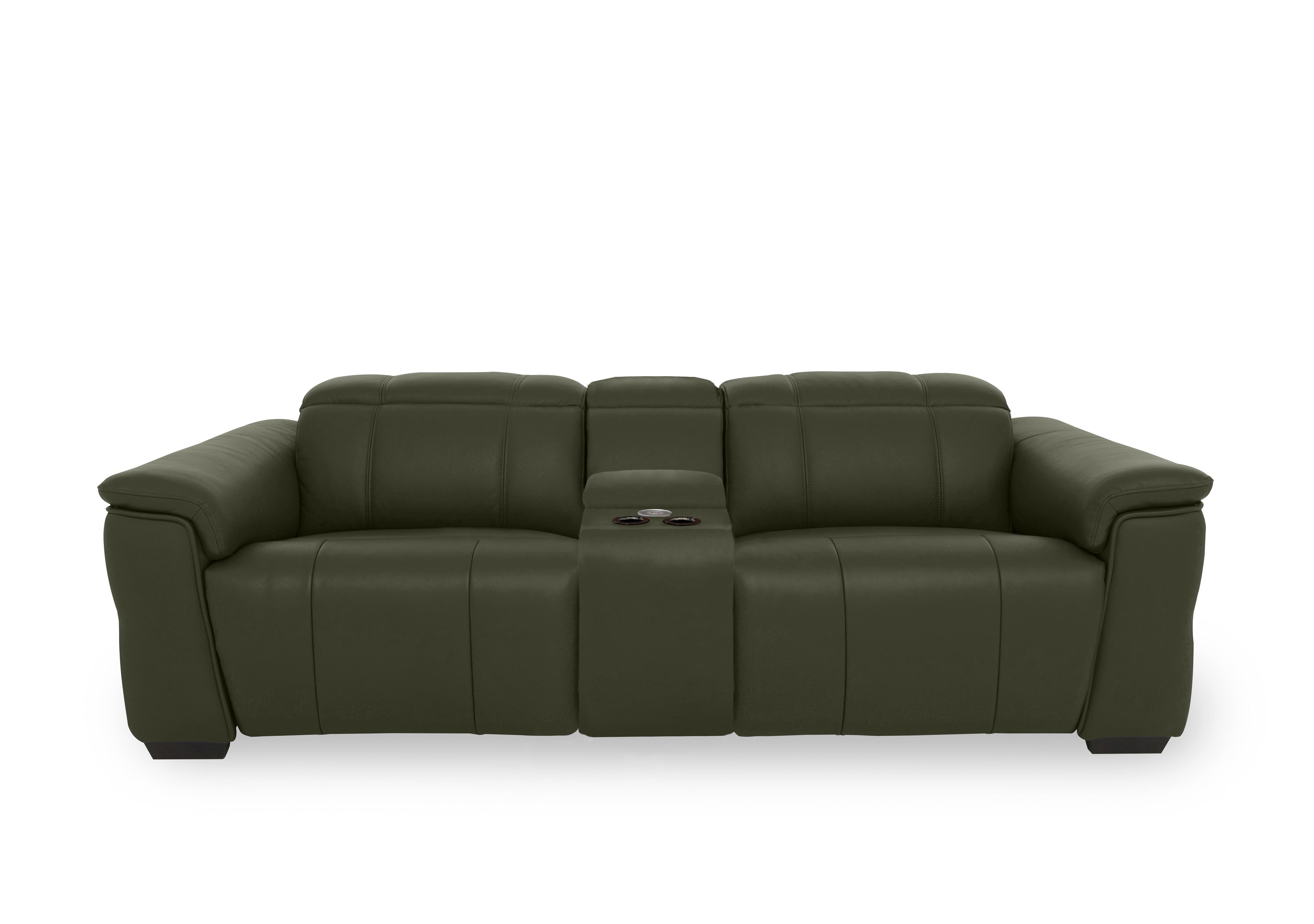 Inca Leather 3 Seater Power Recliner Sofa with Pop Up Light Console and ...