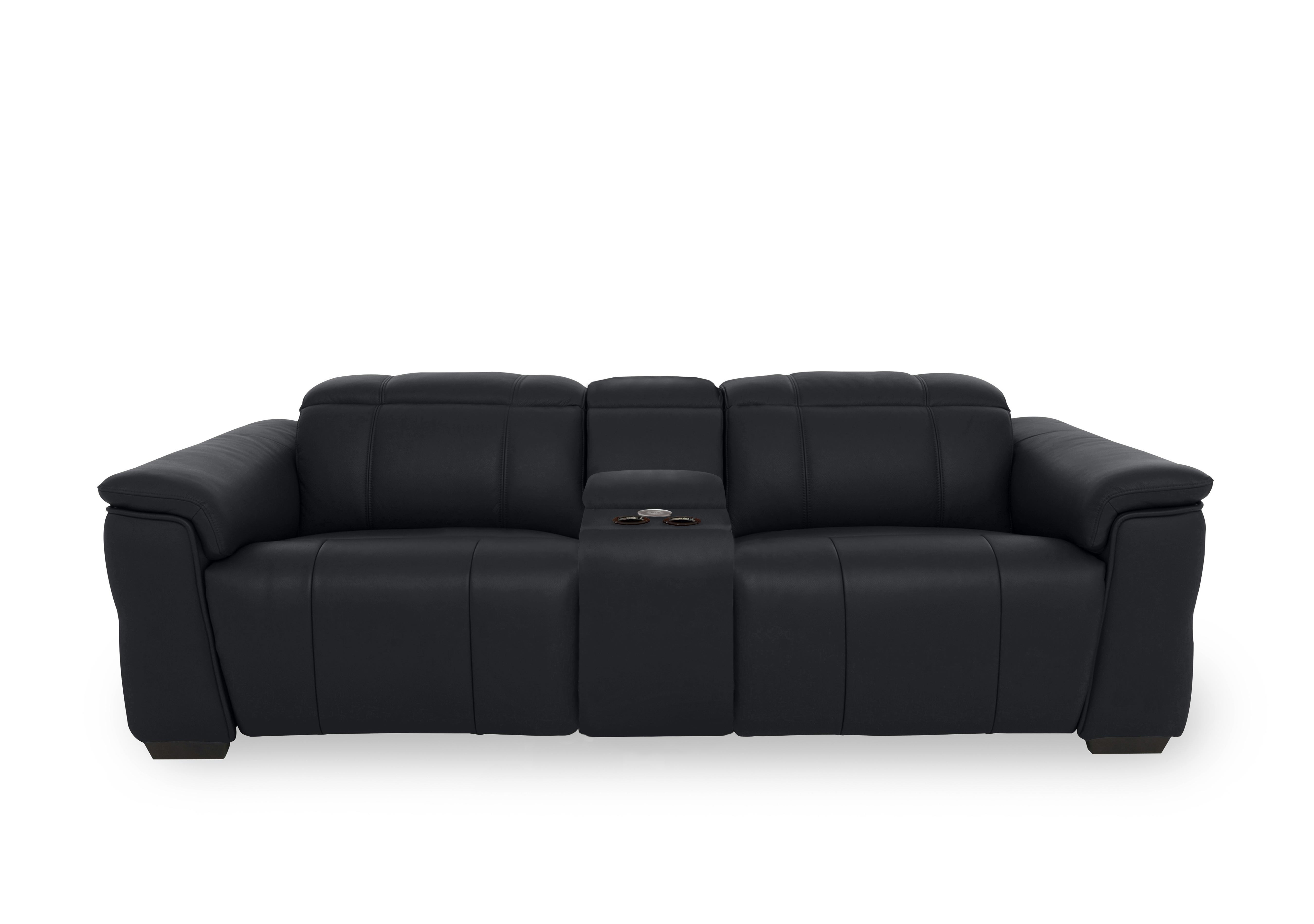 Inca Leather 3 Seater Power Recliner Sofa with Pop Up Light Console and Power Headrests in Cat-60/18 Lavender Grey on Furniture Village