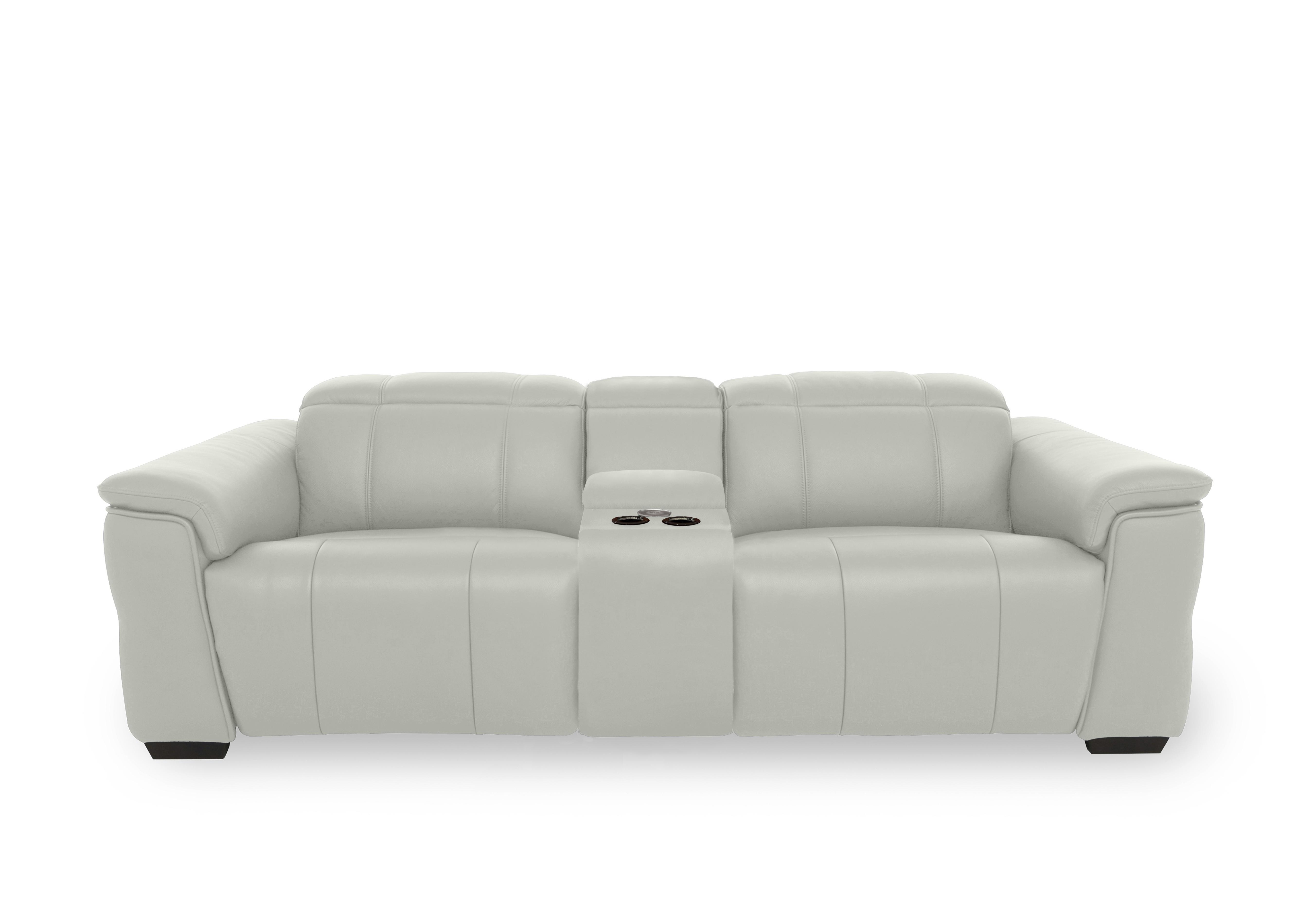Inca Leather 3 Seater Power Recliner Sofa with Pop Up Light Console and Power Headrests in Oslo Cat-40/27 Light Grey on Furniture Village