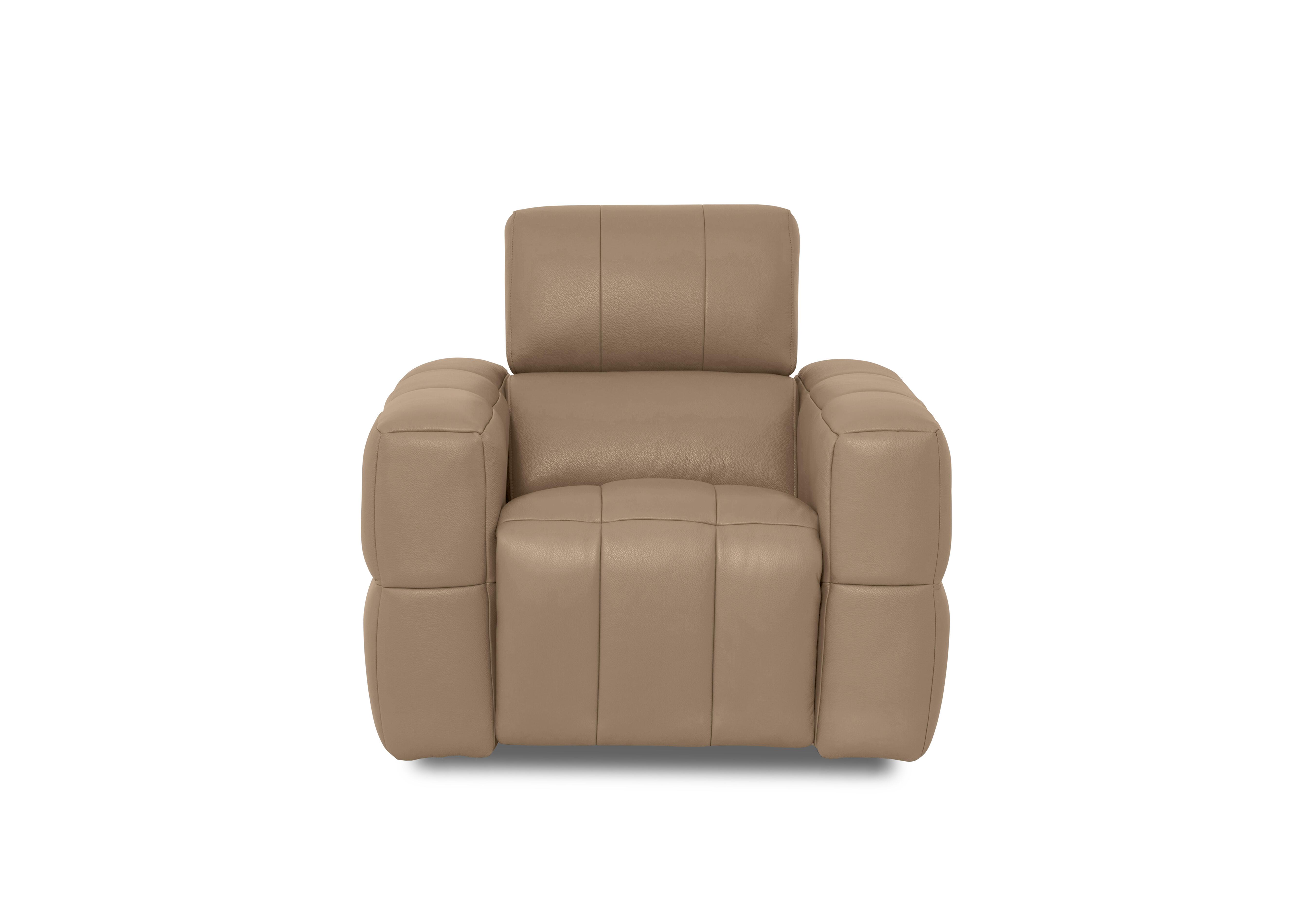 Cube Leather Power Recliner Chair with Power Headrest in Montana Barley Cat-60/06 on Furniture Village