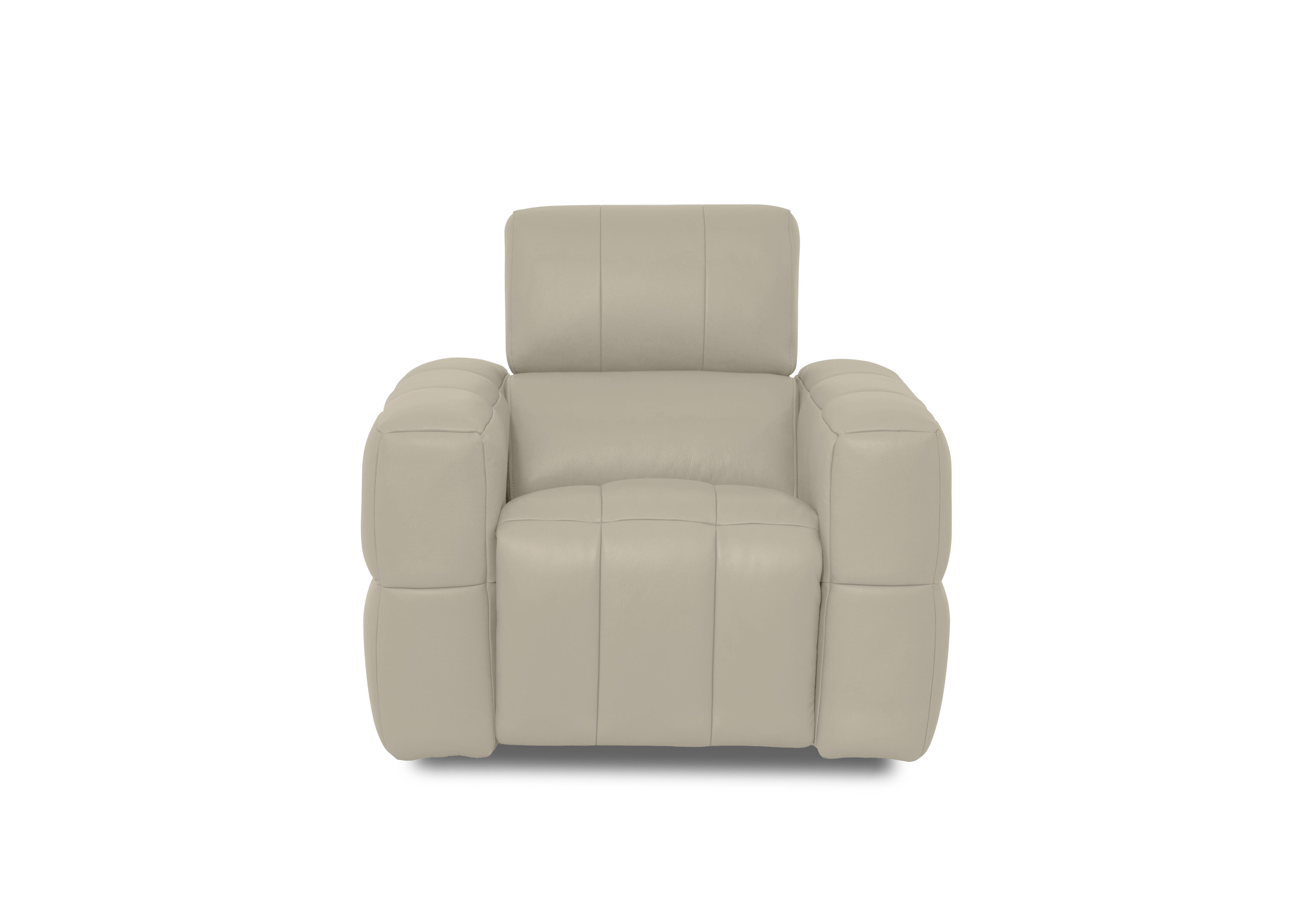 Cube Leather Power Recliner Chair with Power Headrest in Montana Bone China Cat-60/05 on Furniture Village