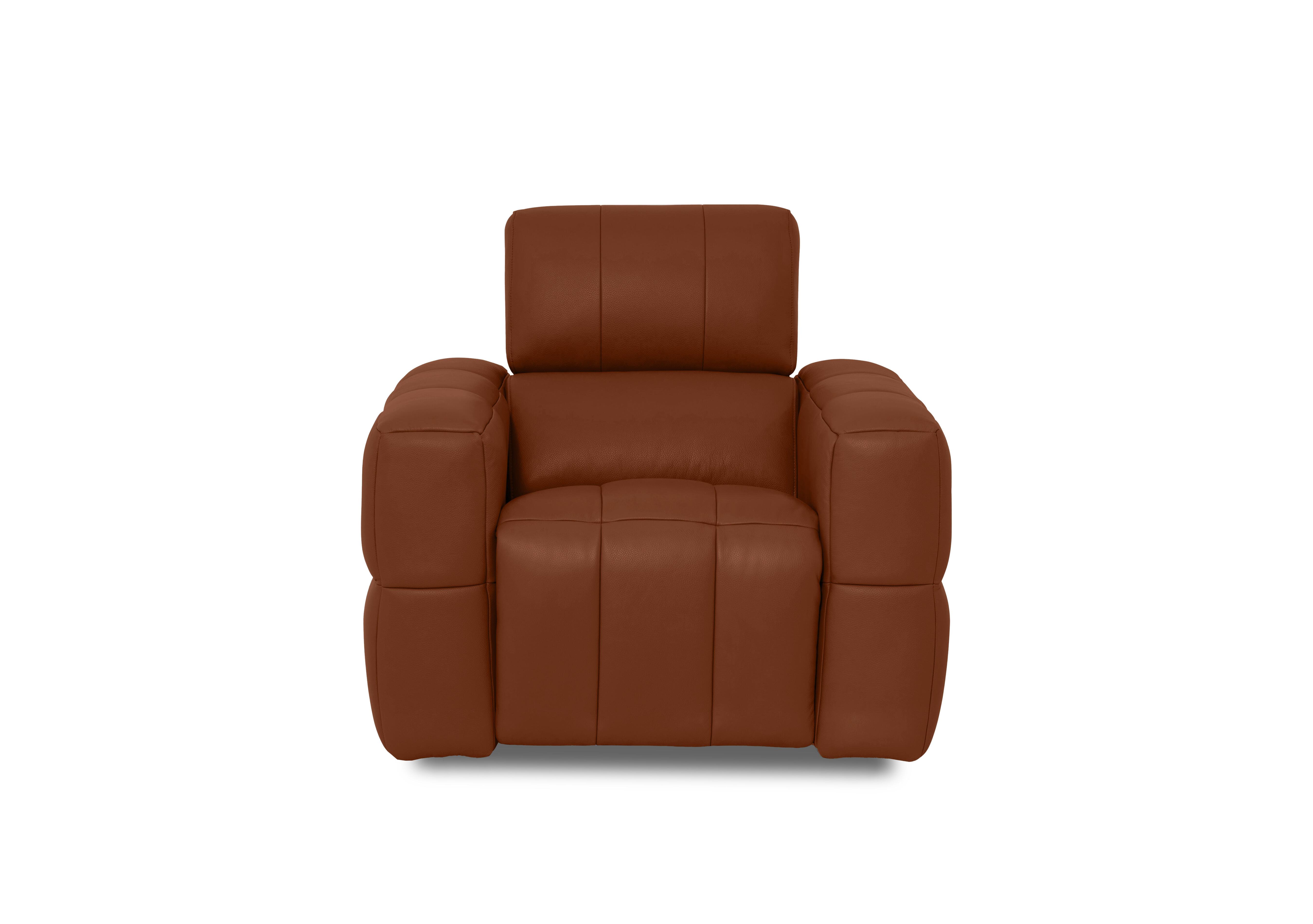 Cube Leather Power Recliner Chair with Power Headrest in Montana Butterscotch Cat-60/07 on Furniture Village