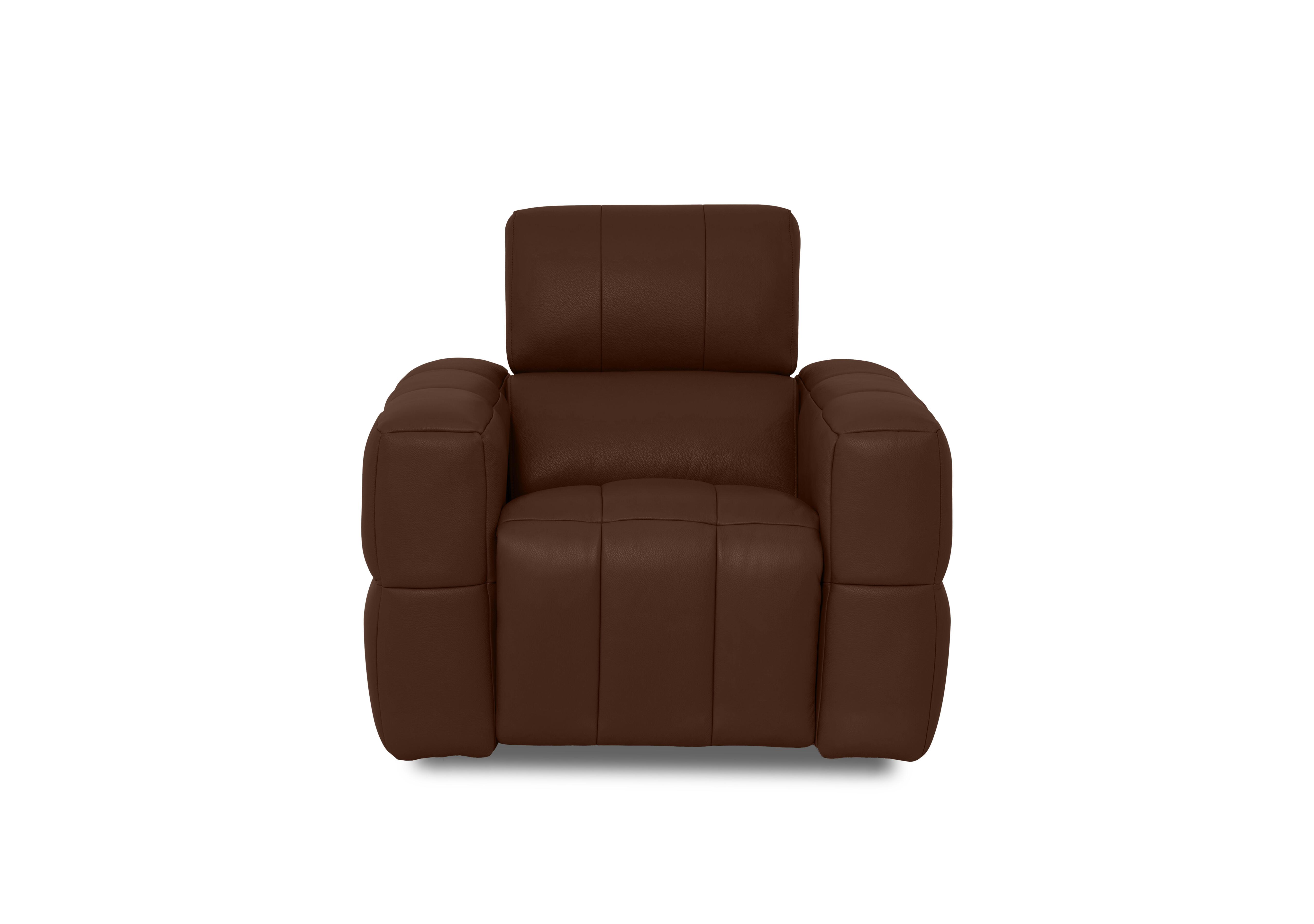 Cube Leather Power Recliner Chair with Power Headrest in Montana Chocolate Cat-60/08 on Furniture Village