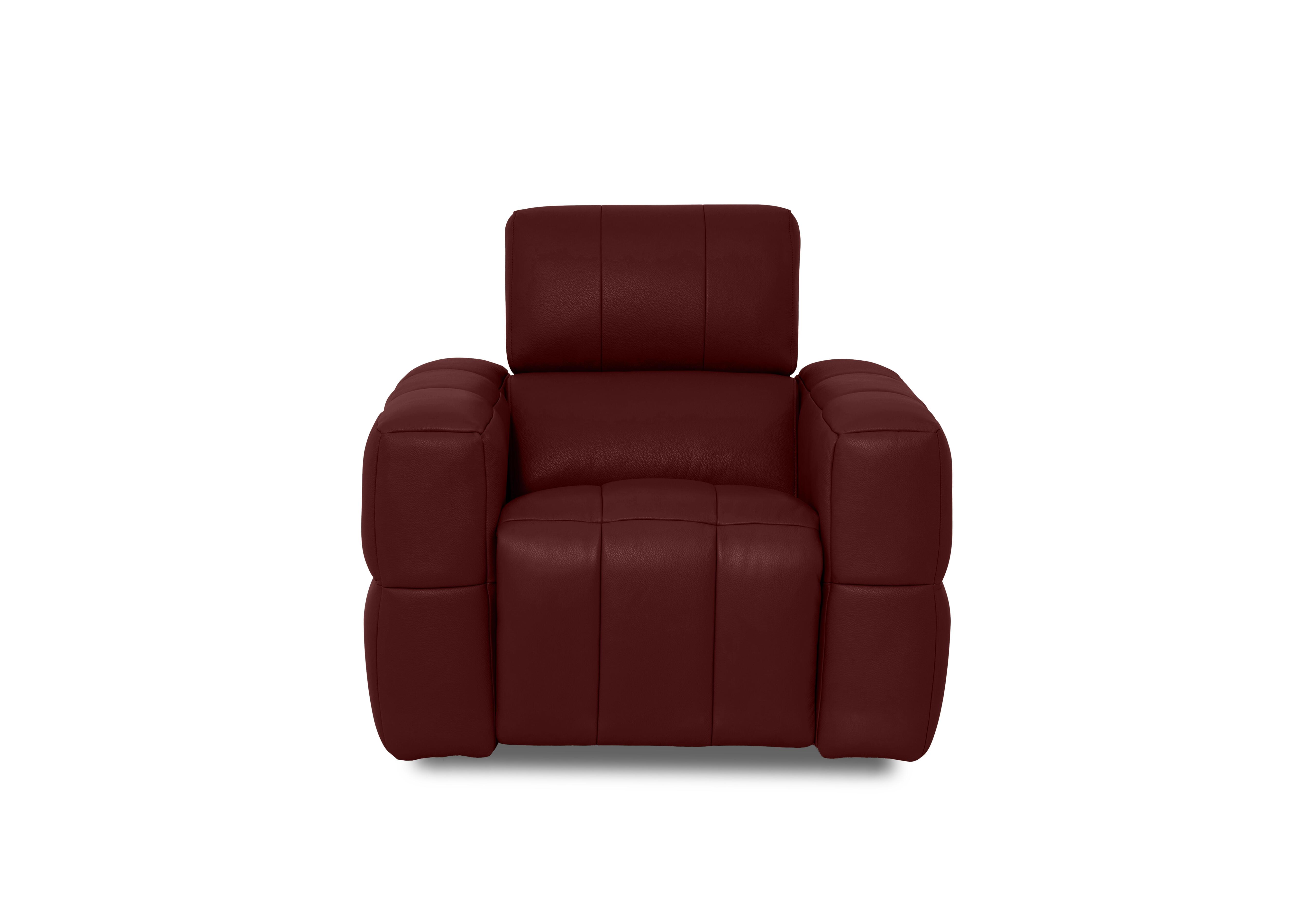 Cube Leather Power Recliner Chair with Power Headrest in Montana Ruby Cat-60/15 on Furniture Village