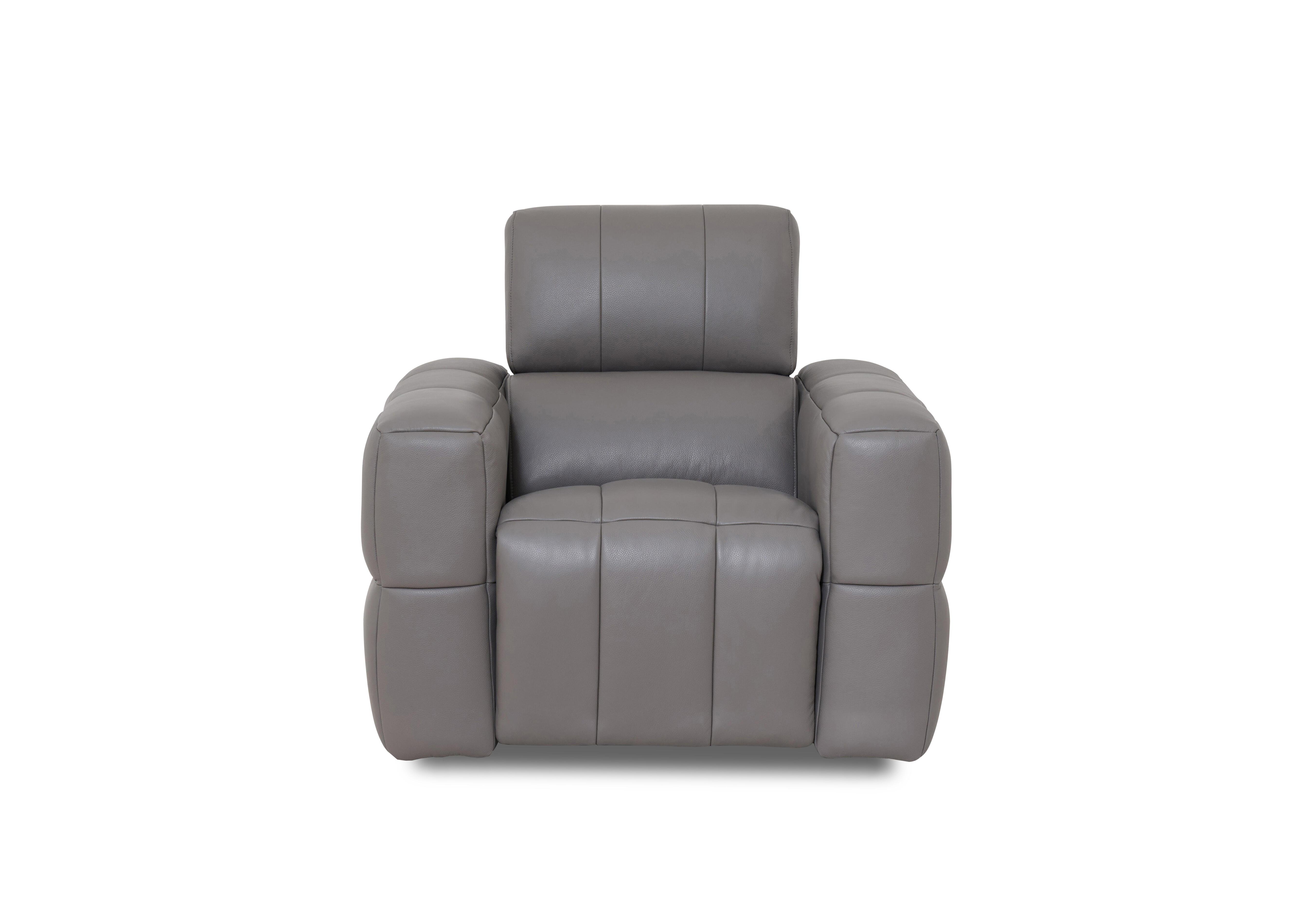 Cube Leather Power Recliner Chair with Power Headrest in Oslo Elephant Cat-40/15 on Furniture Village