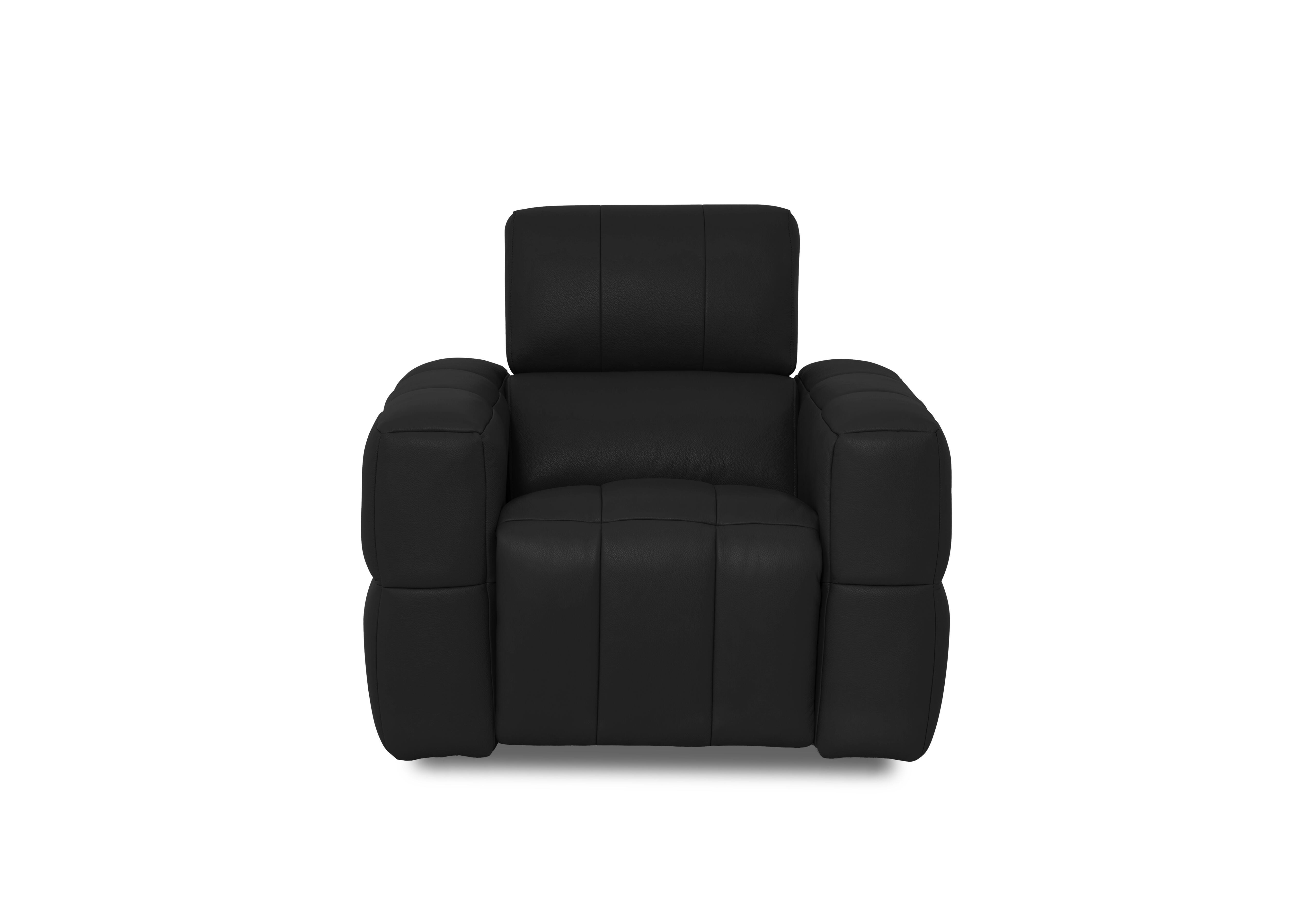 Cube Leather Power Recliner Chair with Power Headrest in Oslo Jet Black Cat-40/23 on Furniture Village