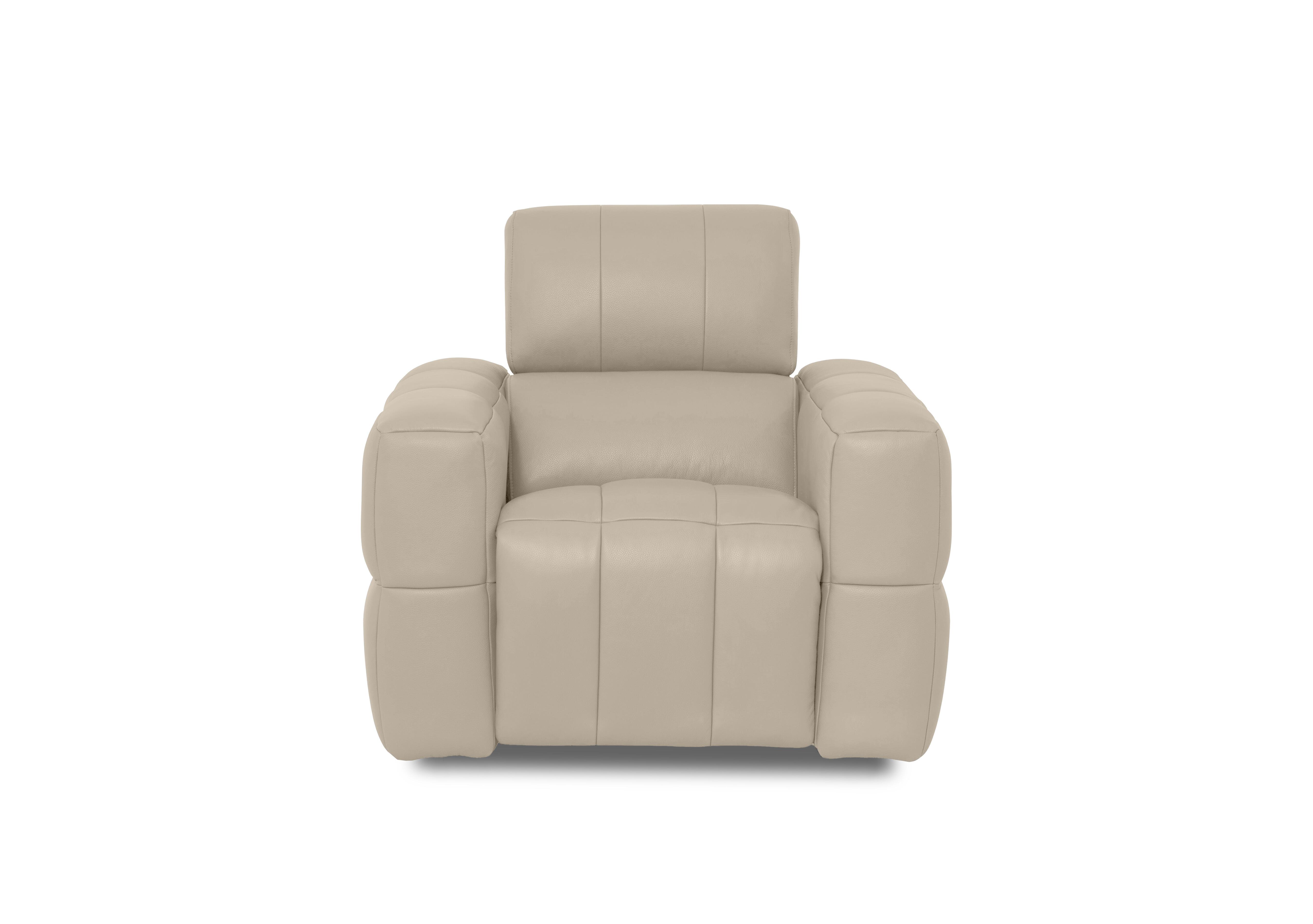 Cube Leather Power Recliner Chair with Power Headrest in Oslo Oyster Cat-40/08 on Furniture Village