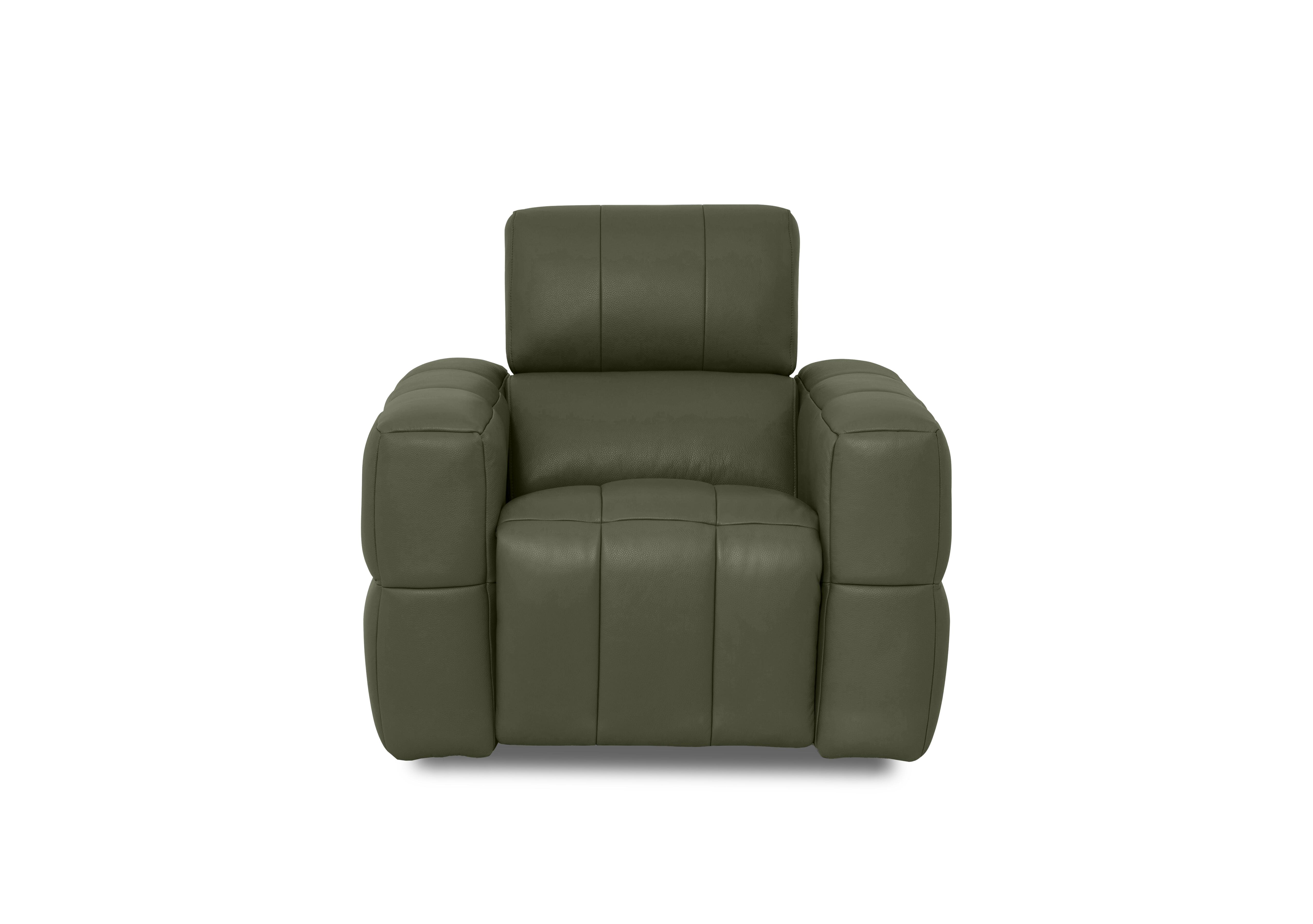 Cube Leather Power Recliner Chair with Power Headrest in Oslo Pine Cat-40/10 on Furniture Village