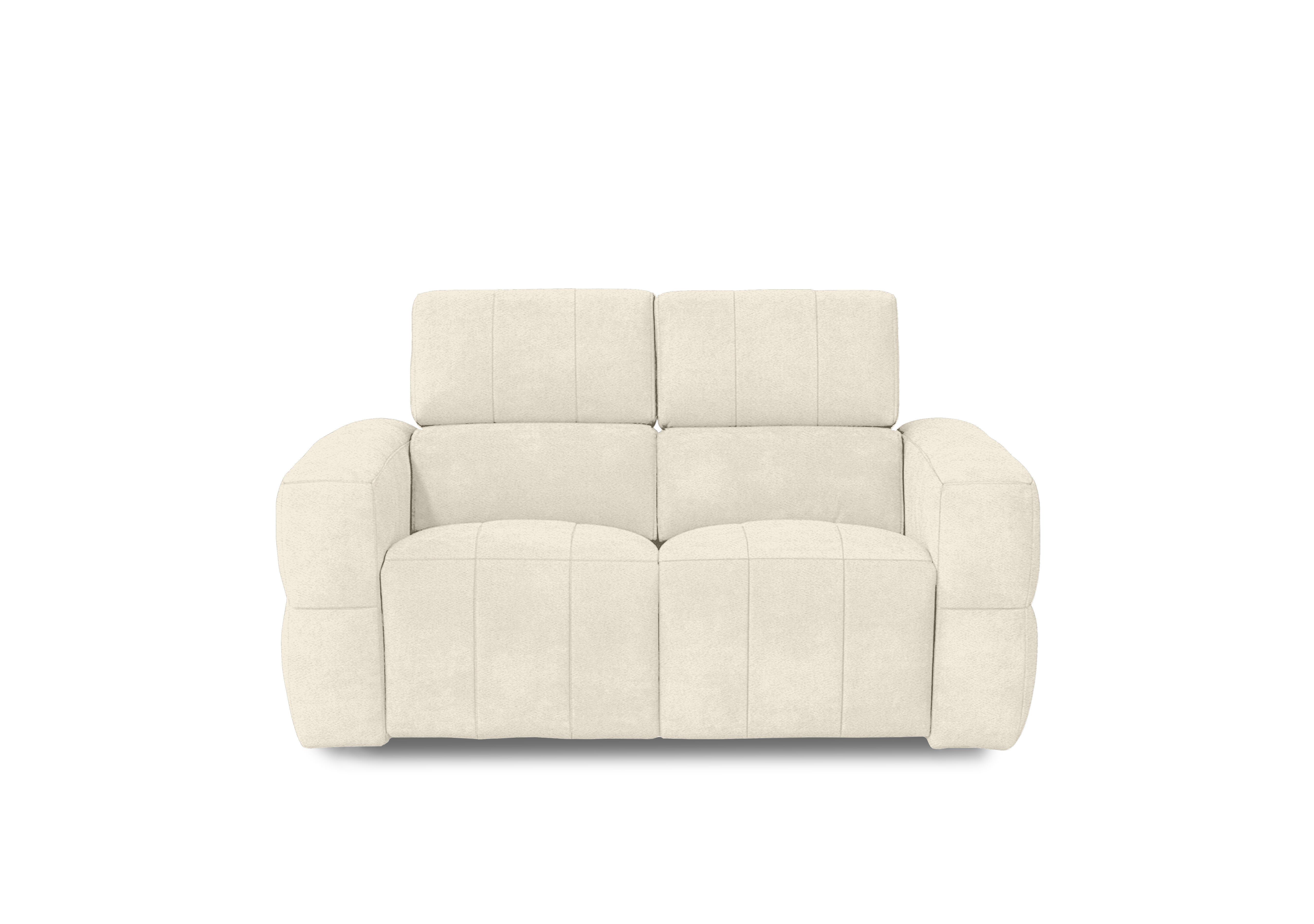 Cube Fabric 2 Seater Power Recliner Sofa with Power Headrests in Hudson Ivory 25102 on Furniture Village