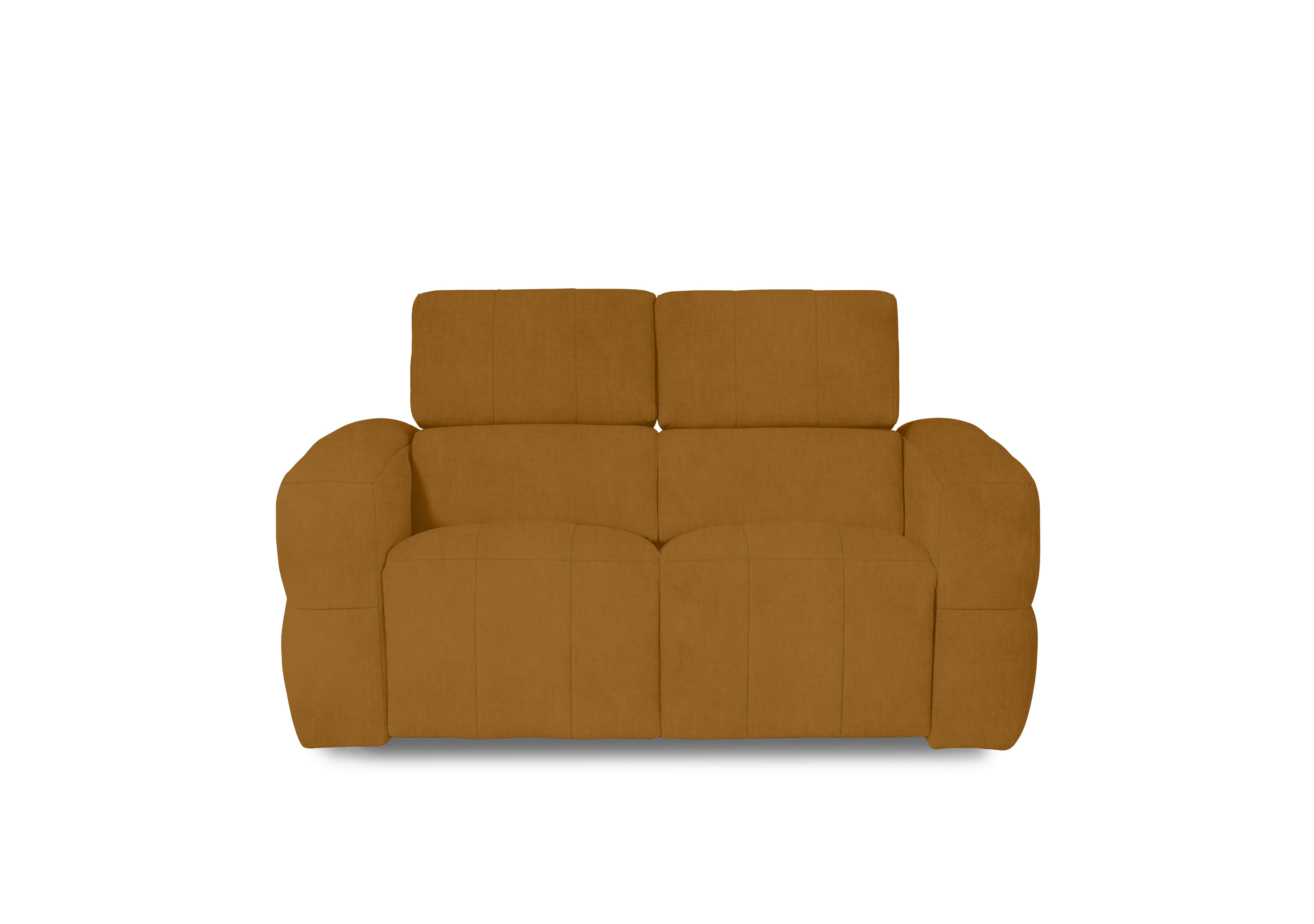 Cube Fabric 2 Seater Power Recliner Sofa with Power Headrests in Opulence Saffron 51009 on Furniture Village