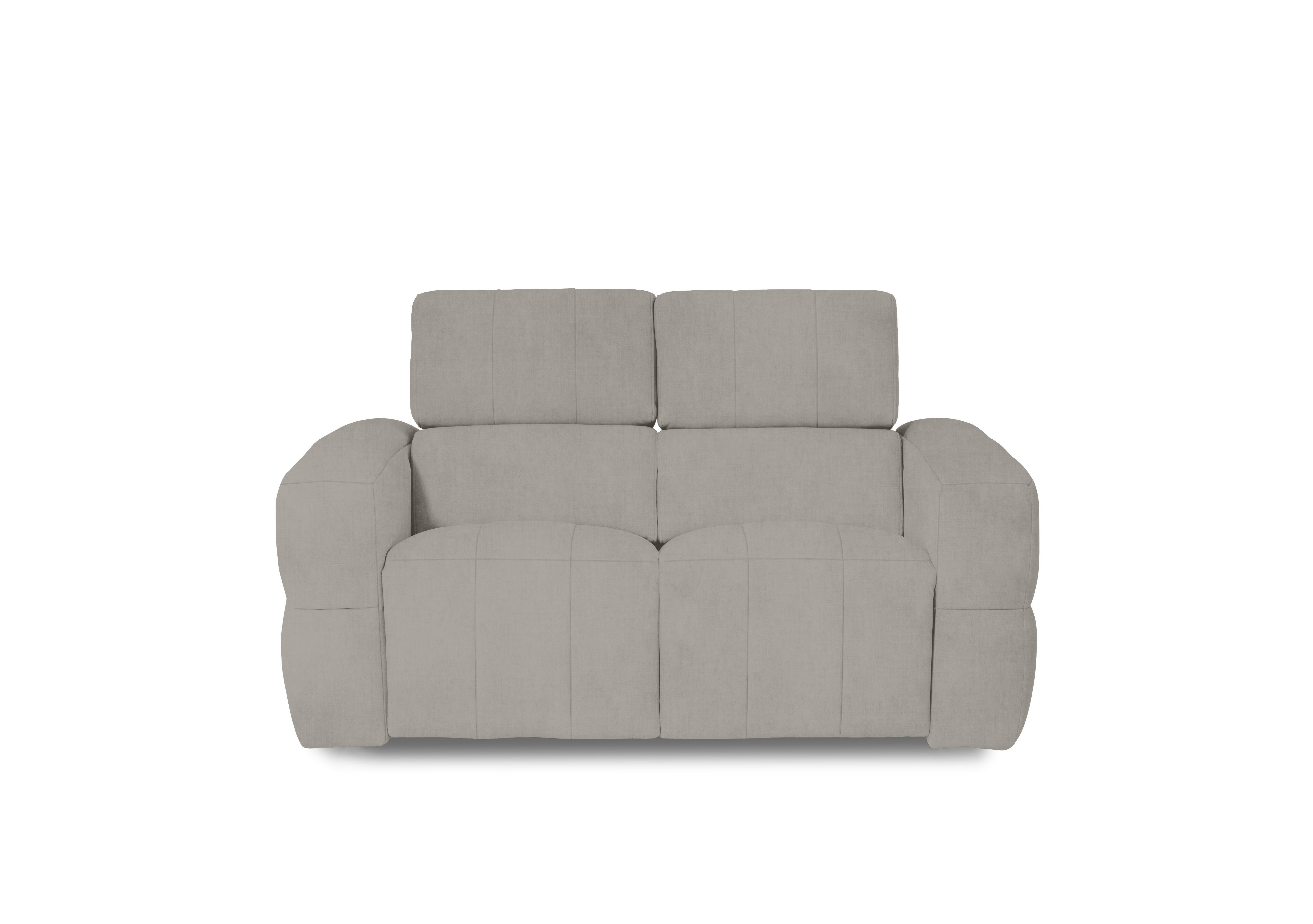 Cube Fabric 2 Seater Power Recliner Sofa with Power Headrests in Opulence Silver 51007 on Furniture Village