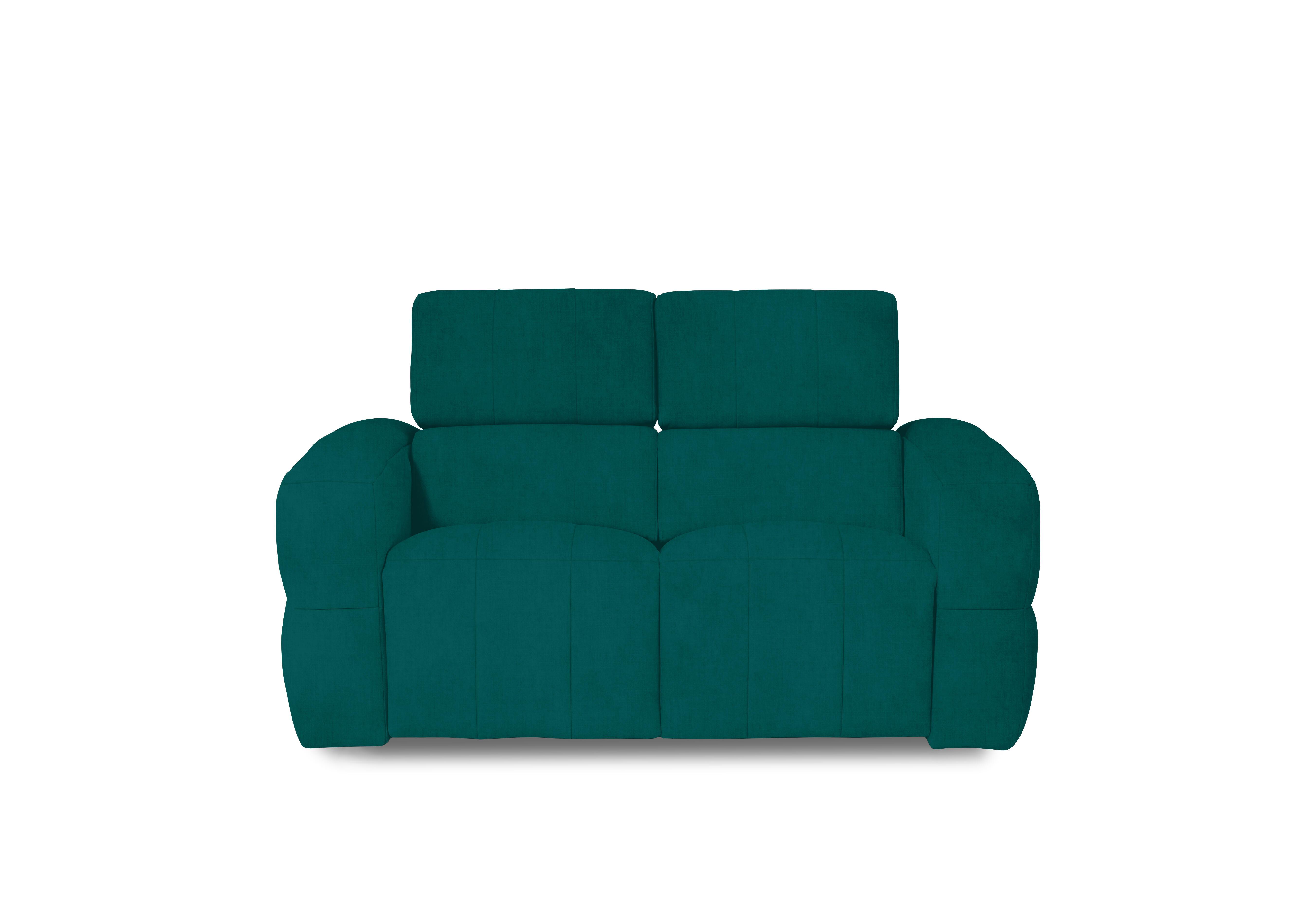 Cube Fabric 2 Seater Power Recliner Sofa with Power Headrests in Opulence Teal 51003 on Furniture Village