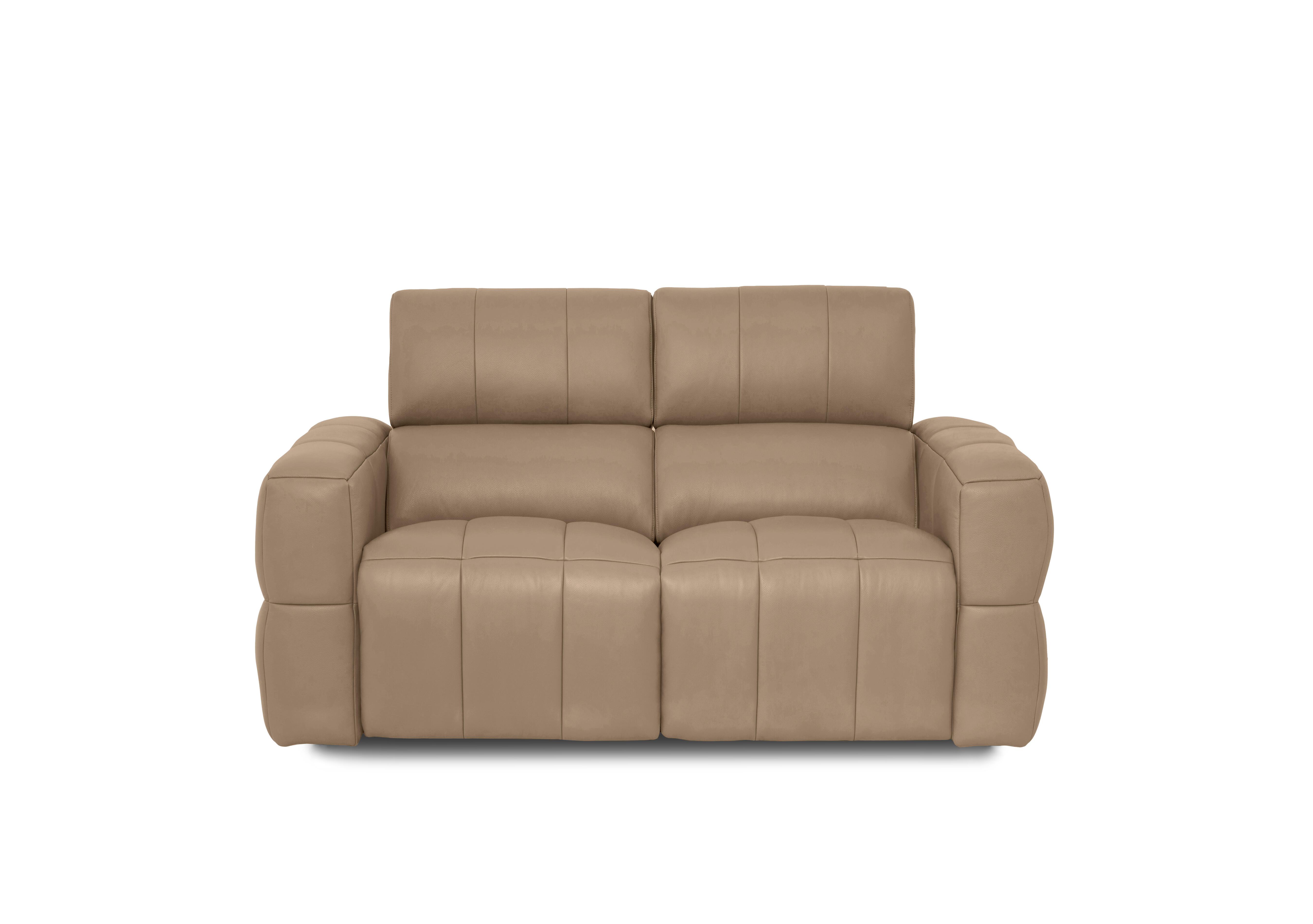 Cube Leather 2 Seater Power Recliner Sofa with Power Headrests in Montana Barley Cat-60/06 on Furniture Village