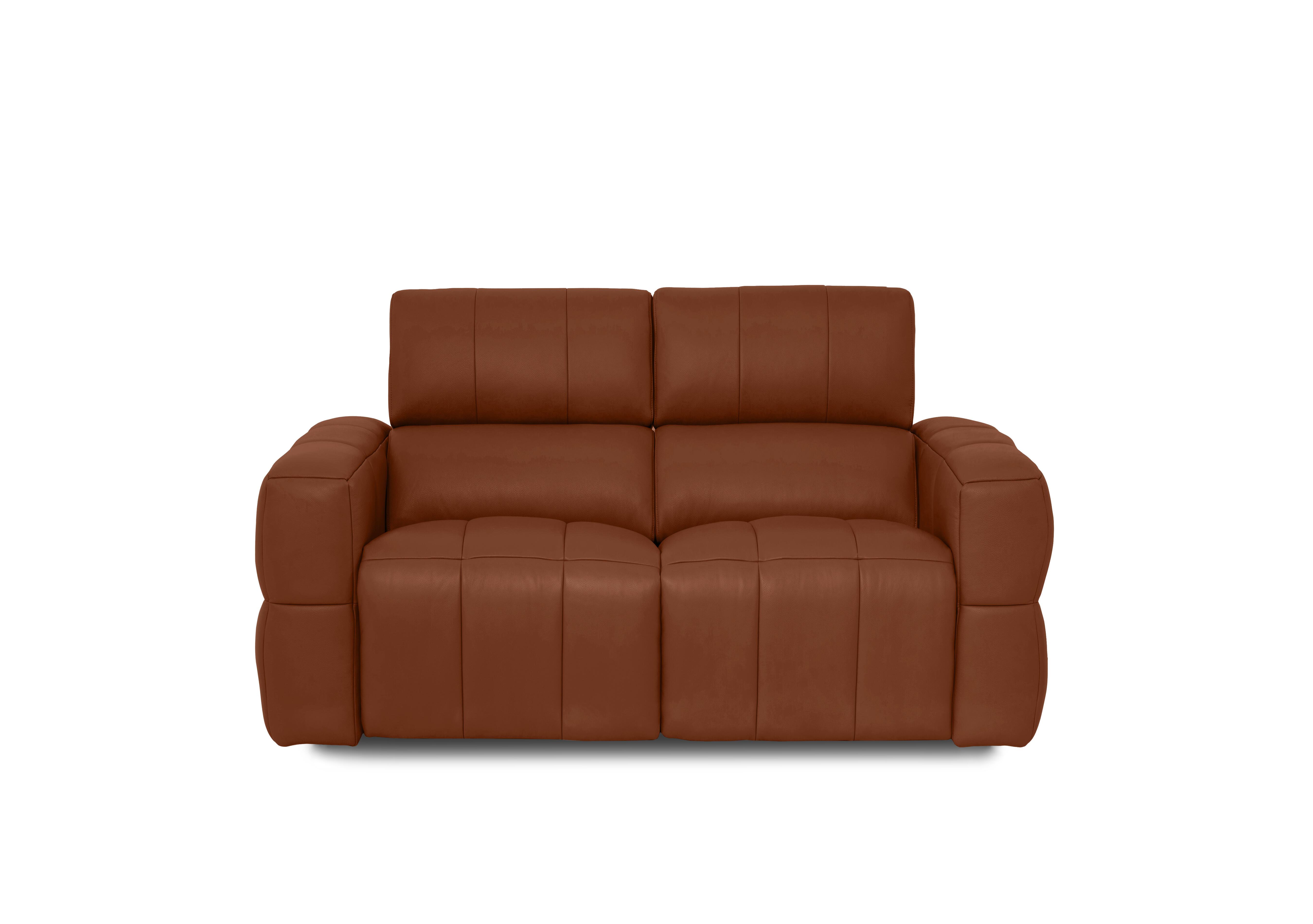 Cube Leather 2 Seater Power Recliner Sofa with Power Headrests in Montana Butterscotch Cat-60/07 on Furniture Village