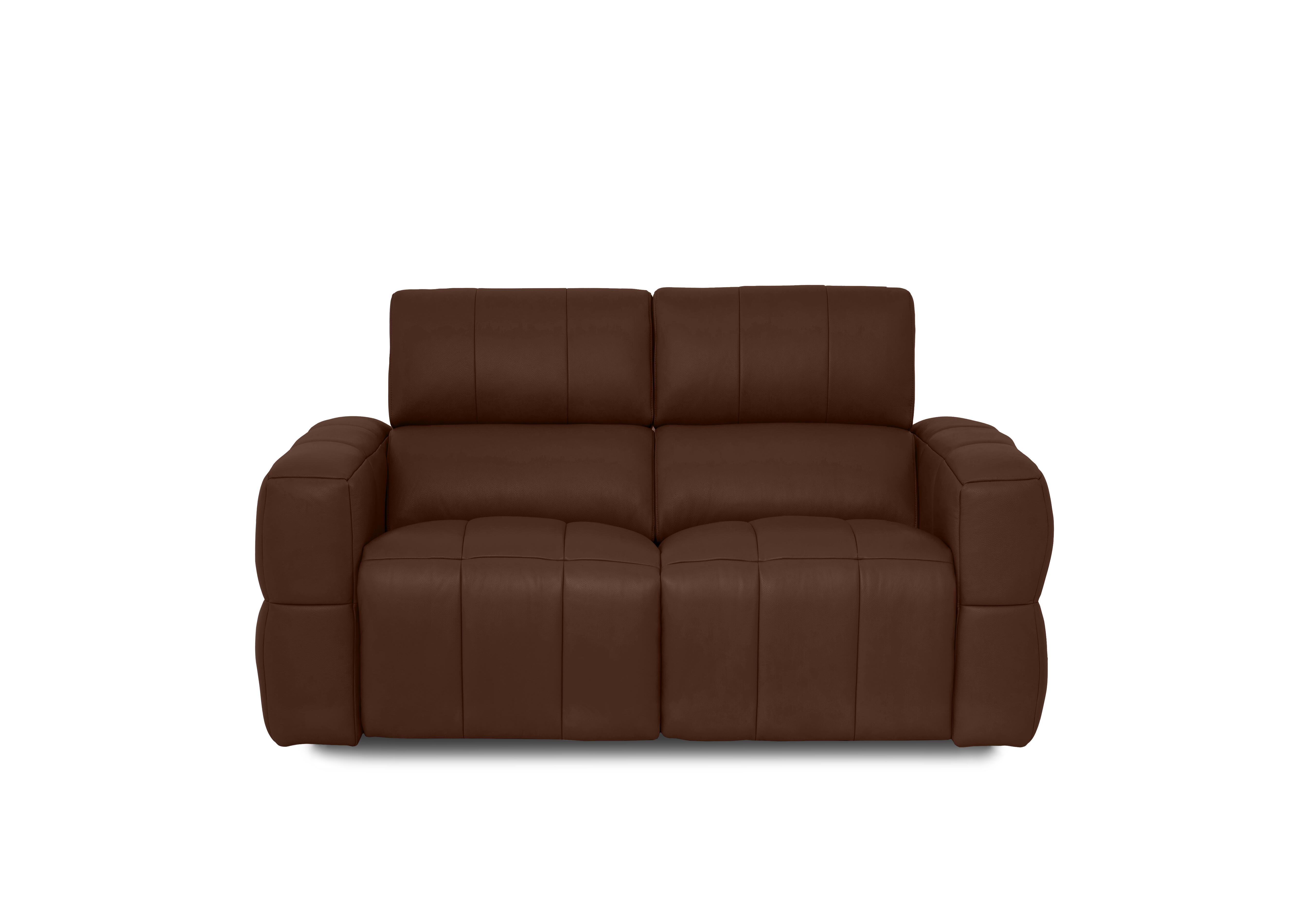 Cube Leather 2 Seater Power Recliner Sofa with Power Headrests in Montana Chocolate Cat-60/08 on Furniture Village