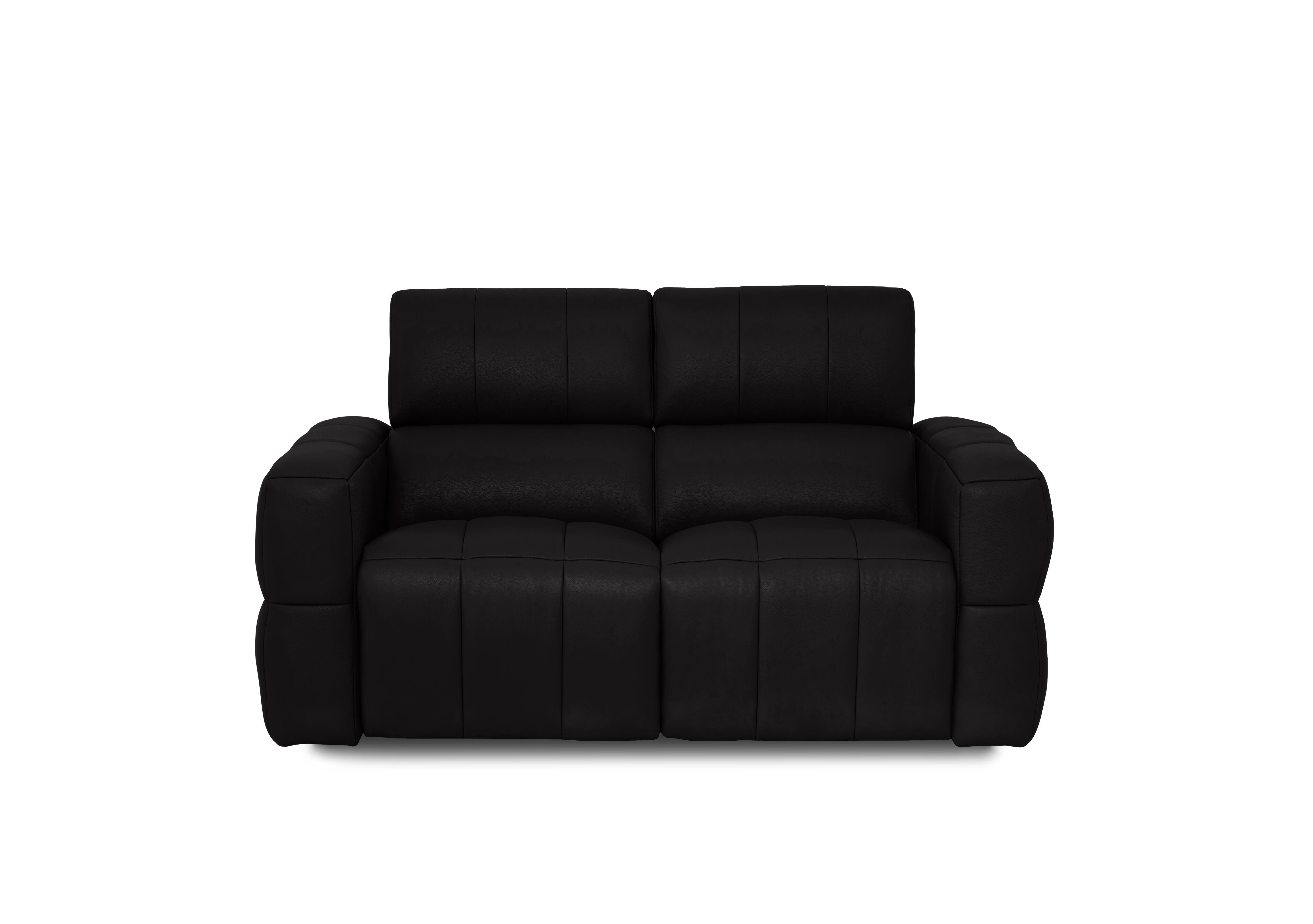 Cube Leather 2 Seater Power Recliner Sofa with Power Headrests in Montana Jet Black Cat-60/22 on Furniture Village