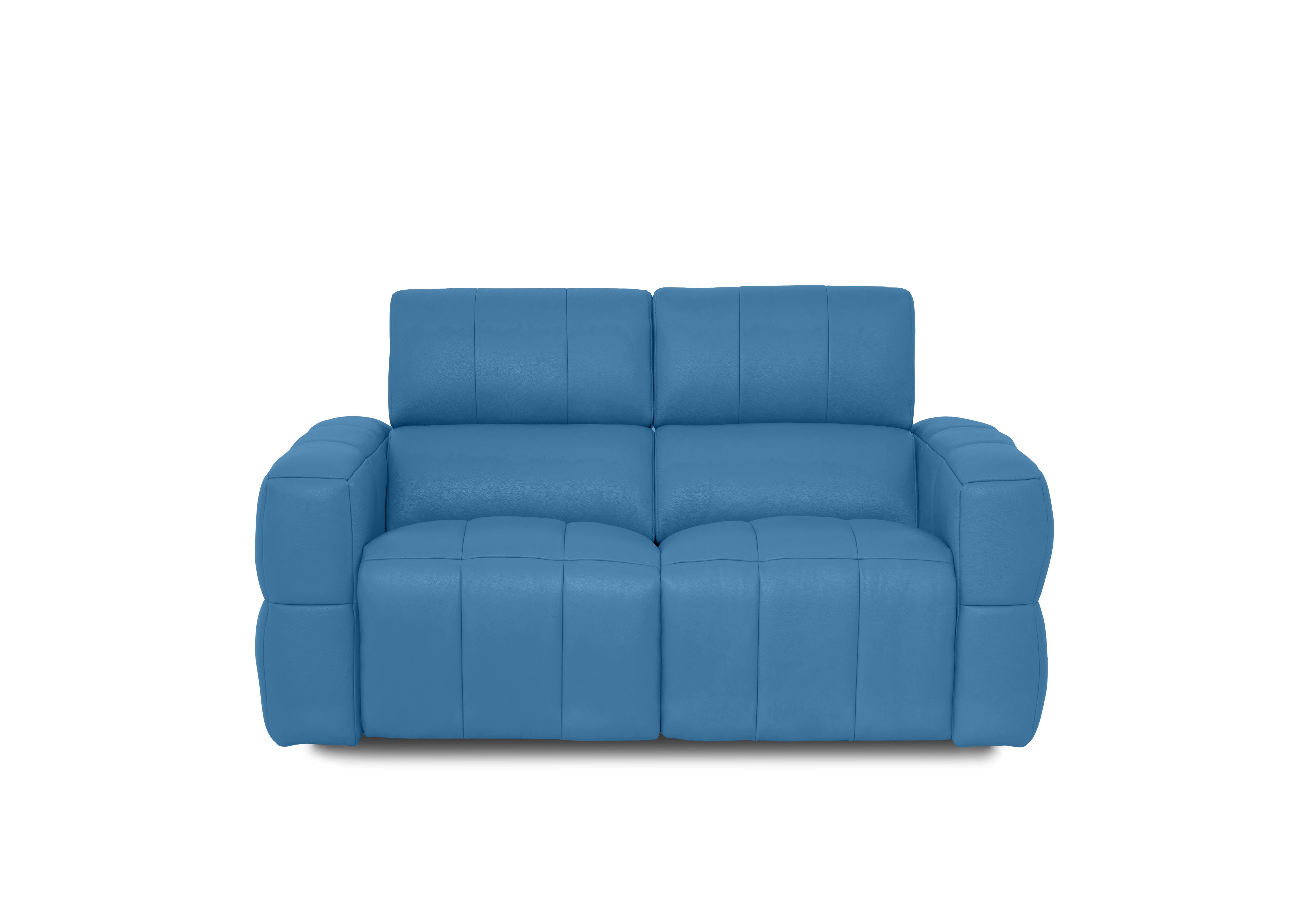 Cube Leather 2 Seater Power Recliner Sofa with Power Headrests in Oslo Aegean Cat-40/12 on Furniture Village