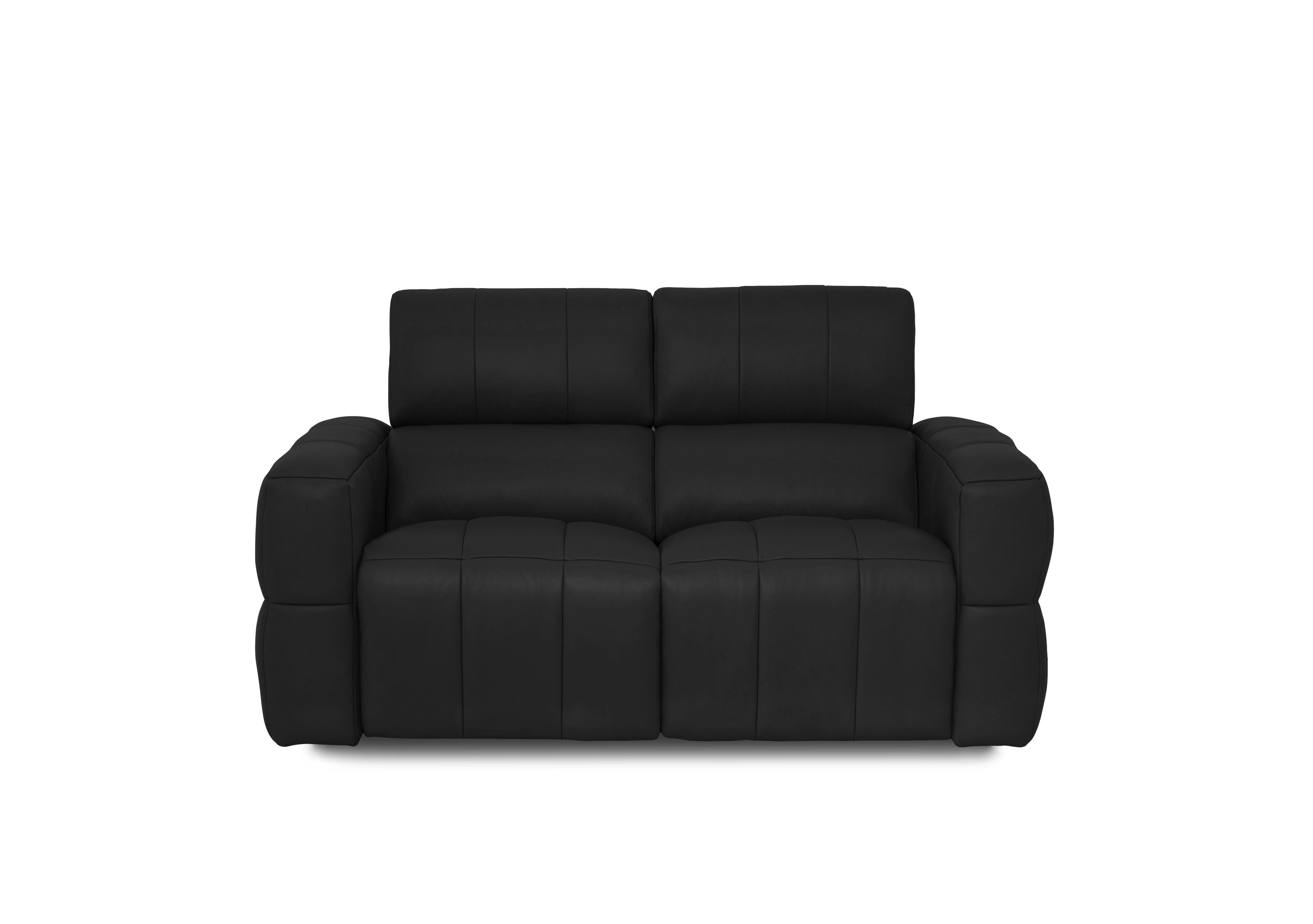 Cube Leather 2 Seater Power Recliner Sofa with Power Headrests in Oslo Jet Black Cat-40/23 on Furniture Village