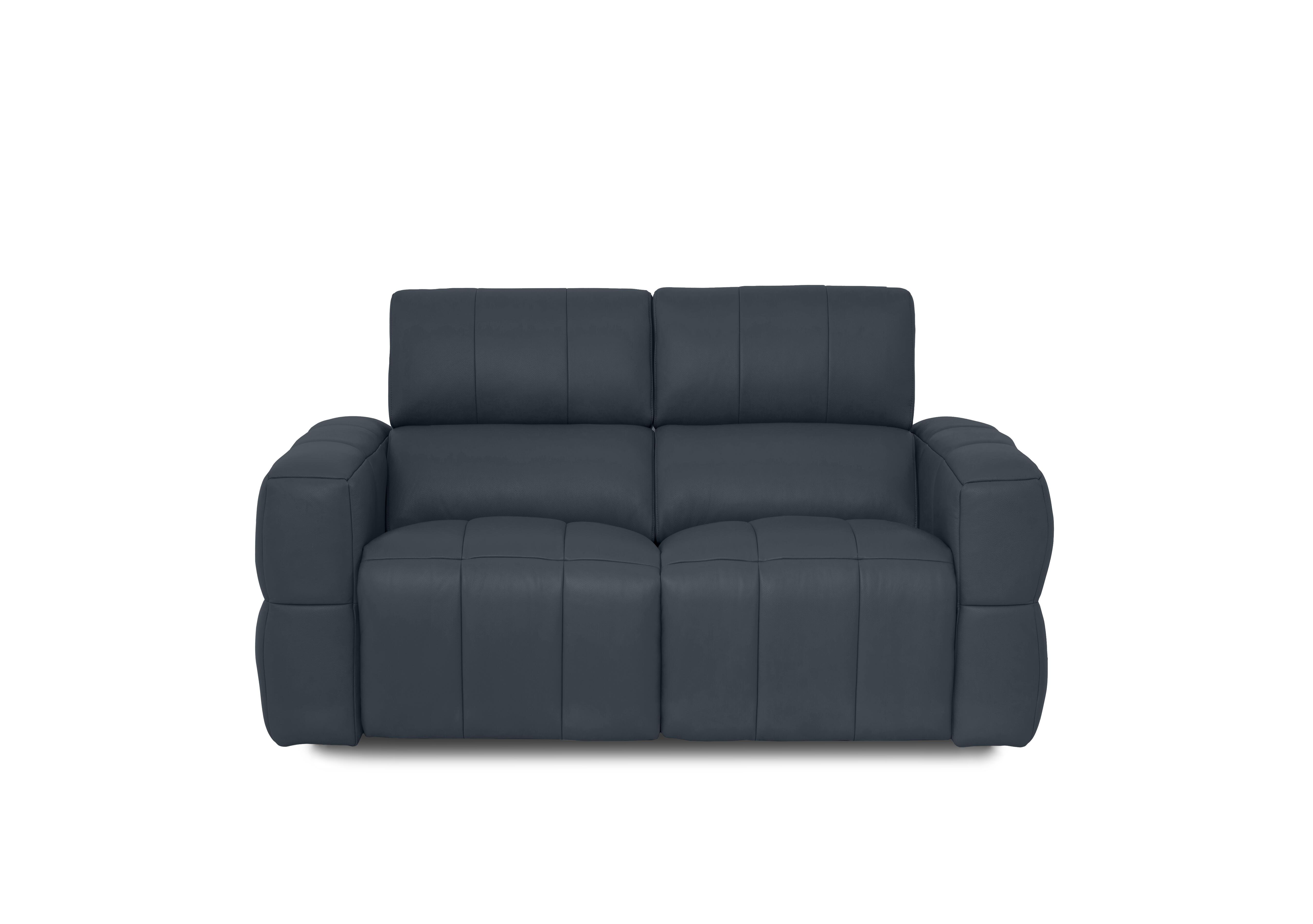 Cube Leather 2 Seater Power Recliner Sofa with Power Headrests in Oslo Navy Cat-40/24 on Furniture Village