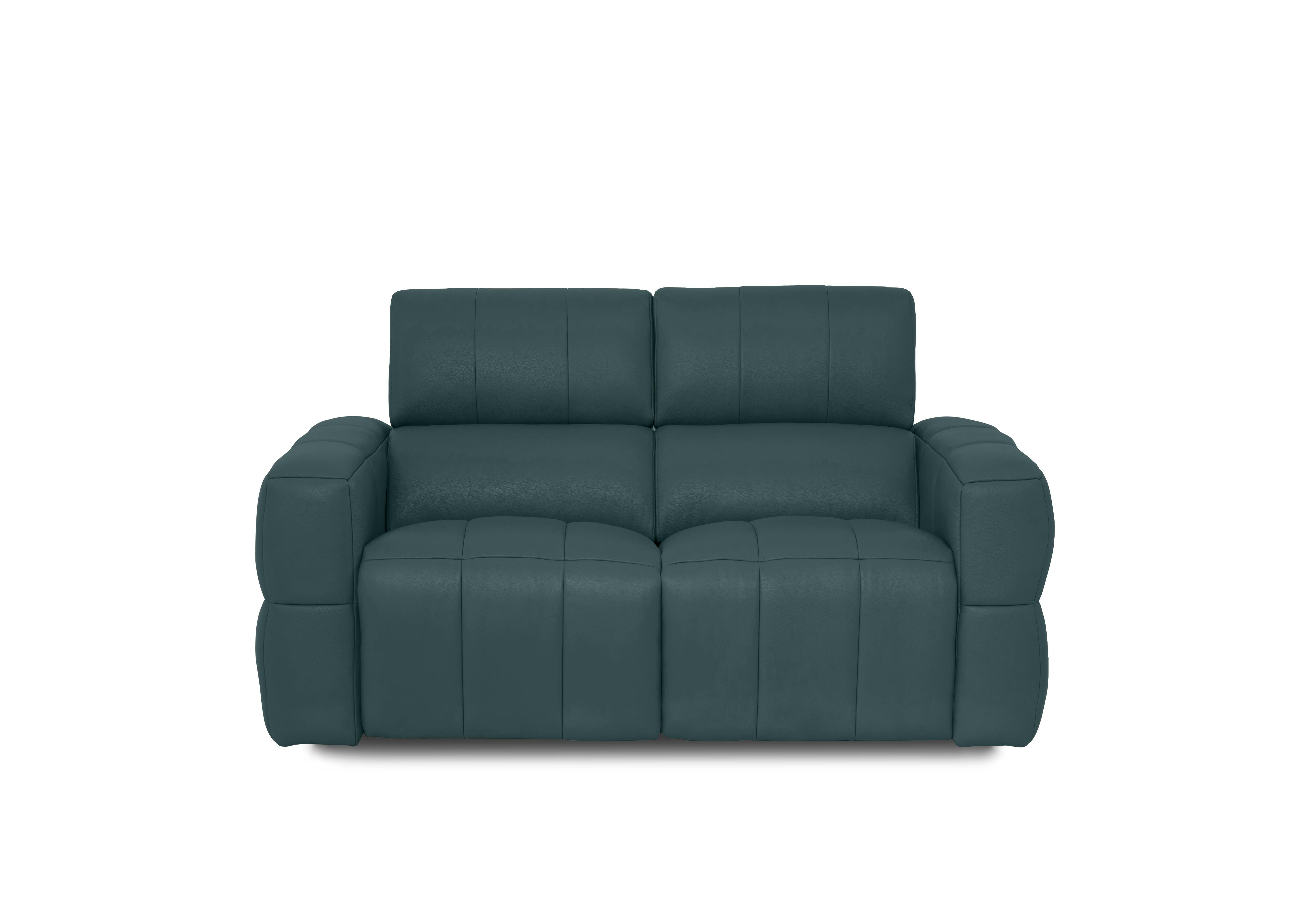 Cube Leather 2 Seater Power Recliner Sofa with Power Headrests in Oslo Peacock Cat-40/09 on Furniture Village