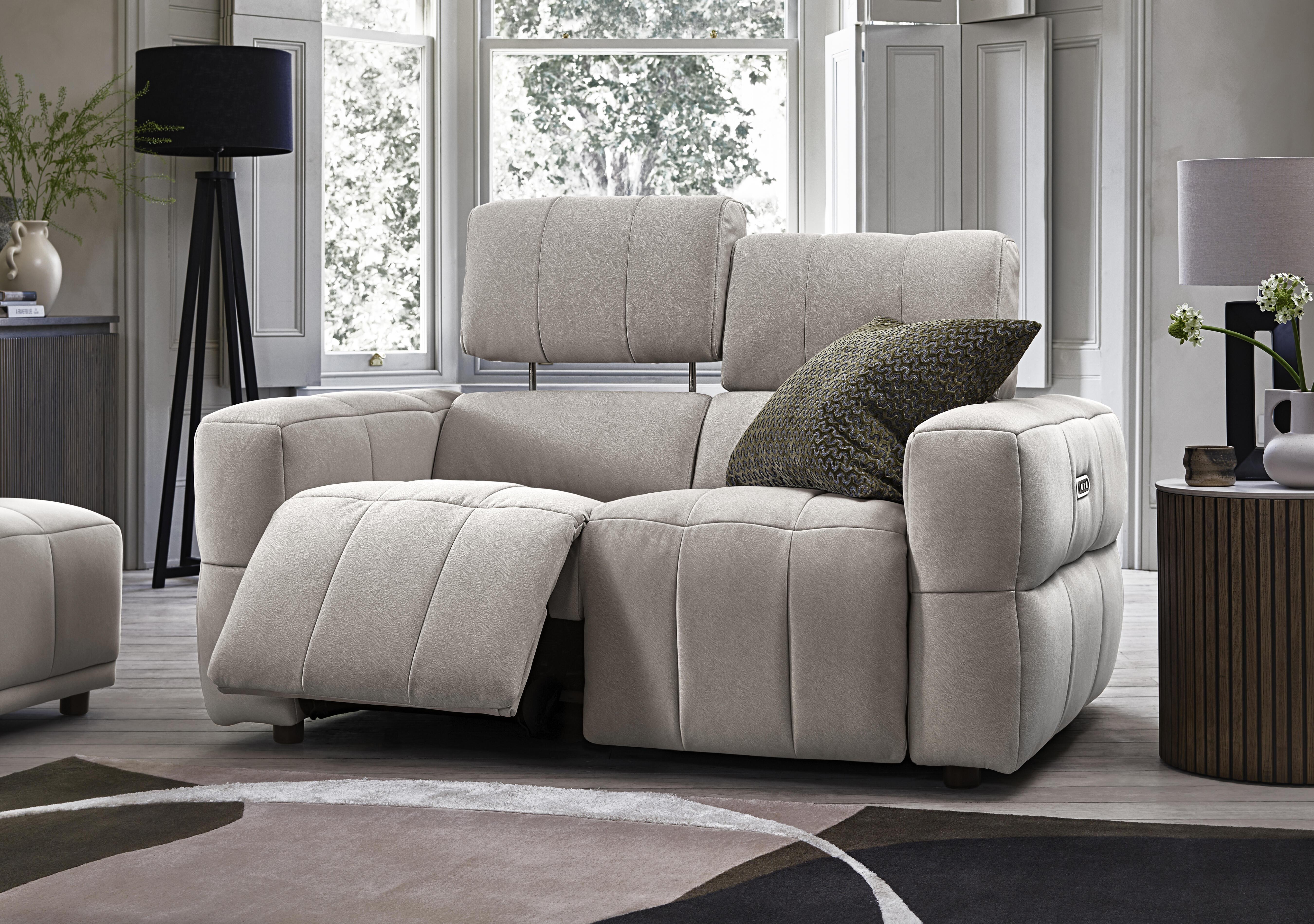 Cube Fabric 3 Seater Power Recliner Sofa with Power Headrests in  on Furniture Village