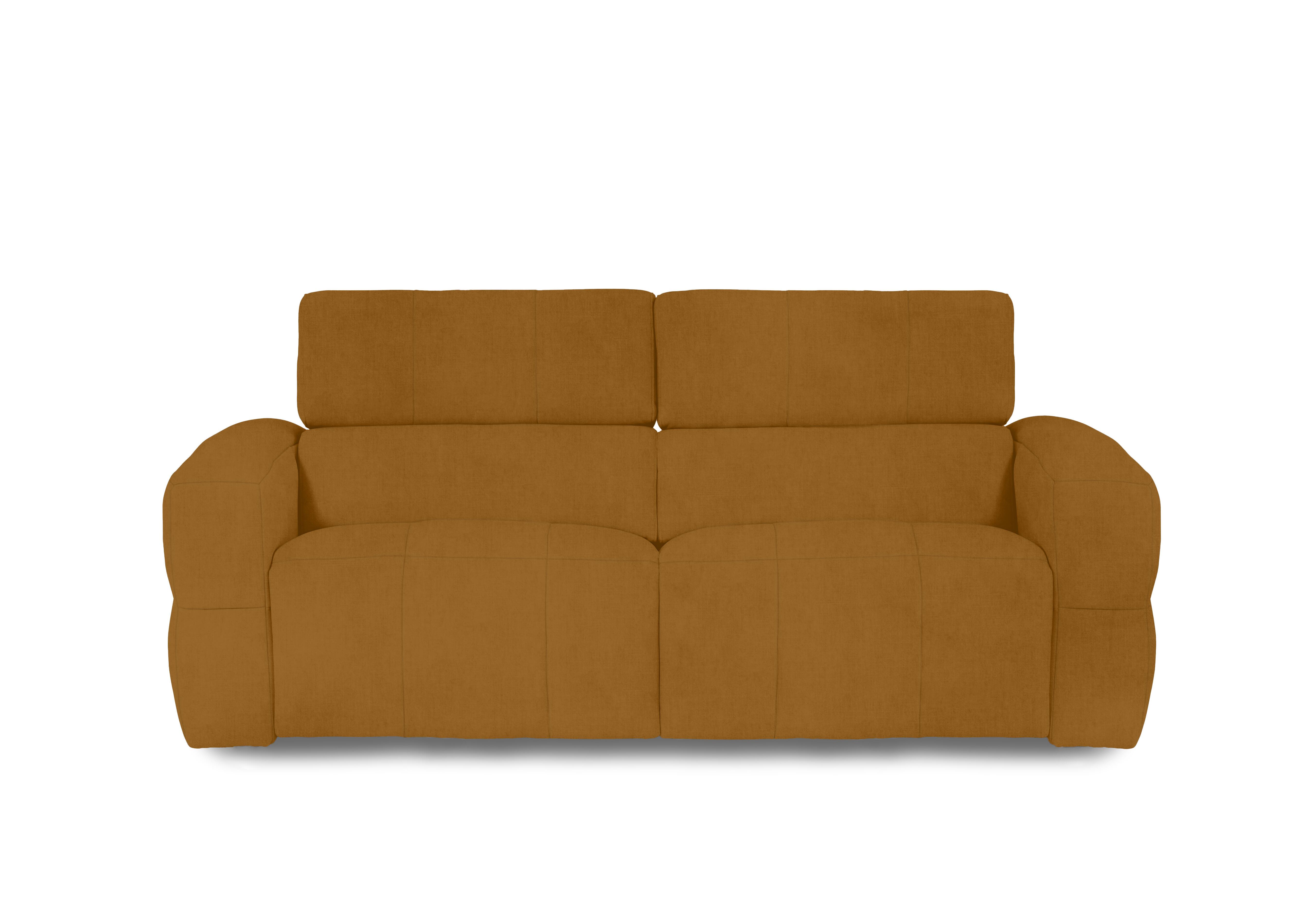 Cube Fabric 3 Seater Power Recliner Sofa with Power Headrests in Opulence Saffron 51009 on Furniture Village
