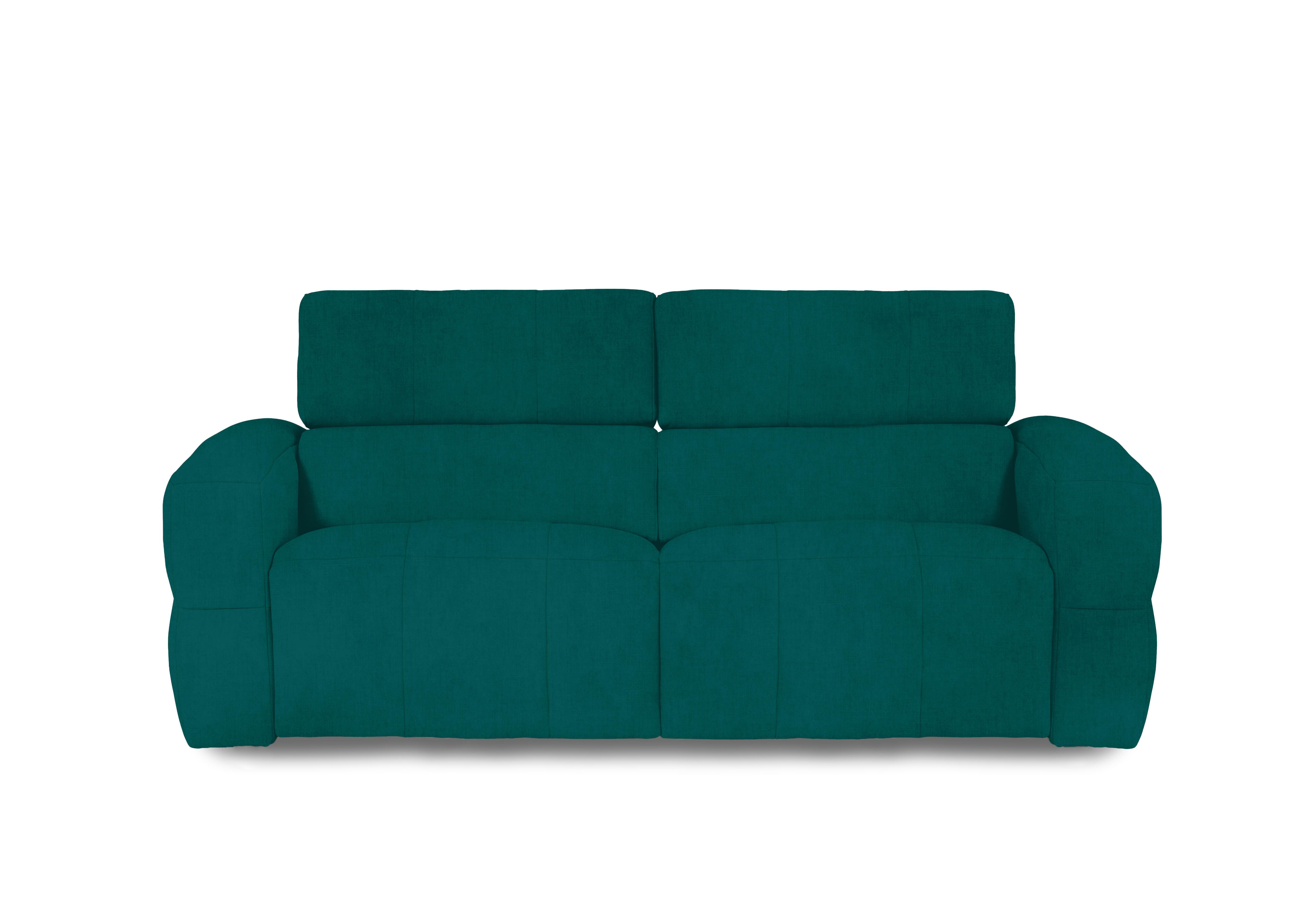 Cube Fabric 3 Seater Power Recliner Sofa with Power Headrests in Opulence Teal 51003 on Furniture Village